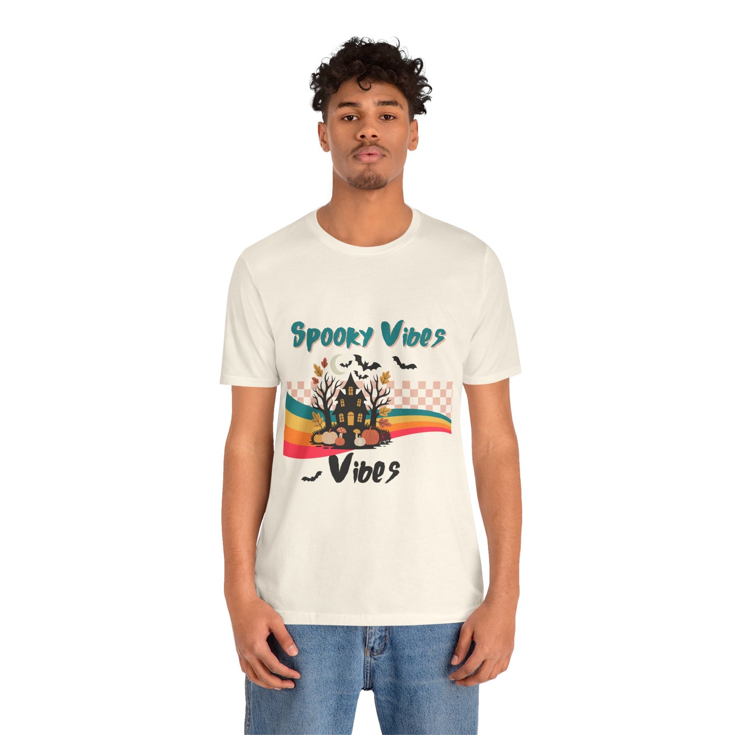 Spooky Vibes Graphic Tee, Unisex Halloween Shirt, Fall Fashion, Casual T-Shirt, Unique Gift for Halloween Lovers, Autumn Wardrobe Essential