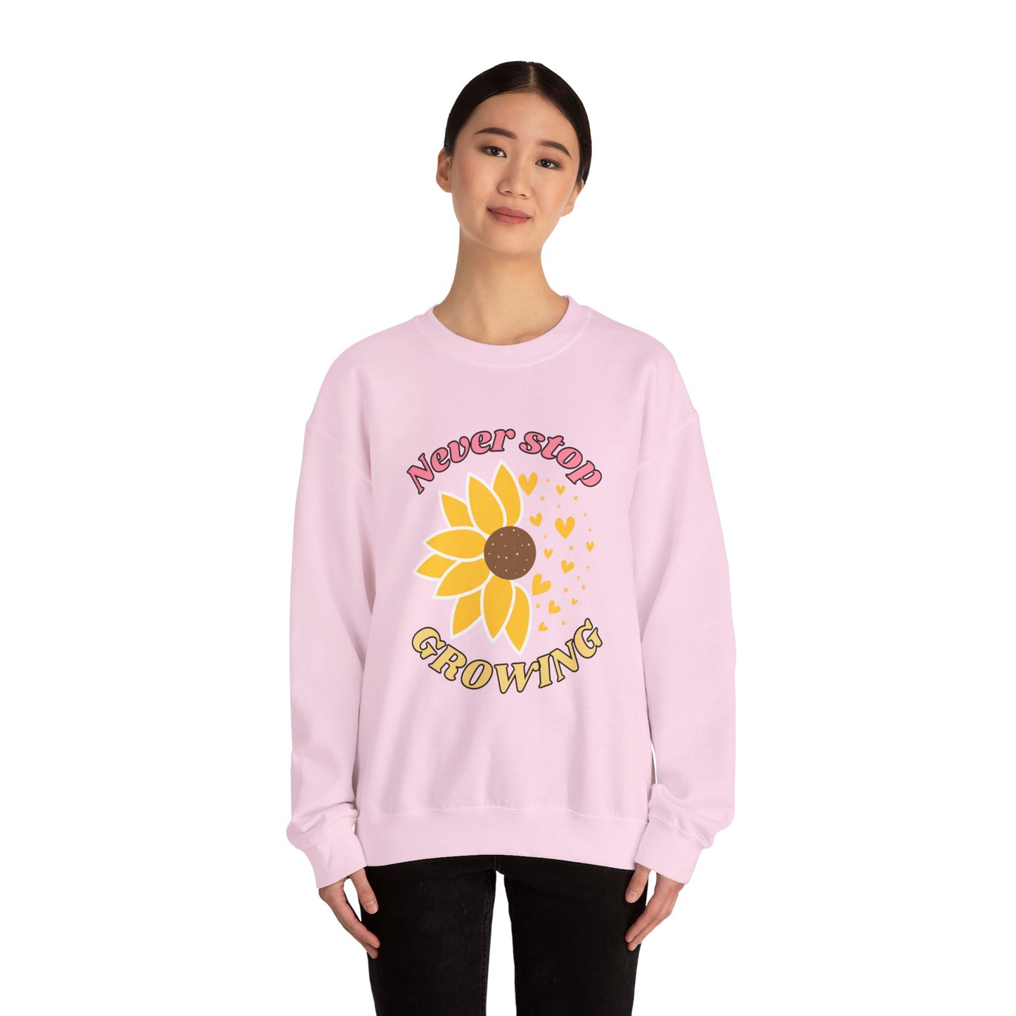 Blooming Inspiration Crewneck Sweatshirt, Never Stop Growing Sweatshirt, Motivational Gift, Spring Fashion, Cozy Layering Piece