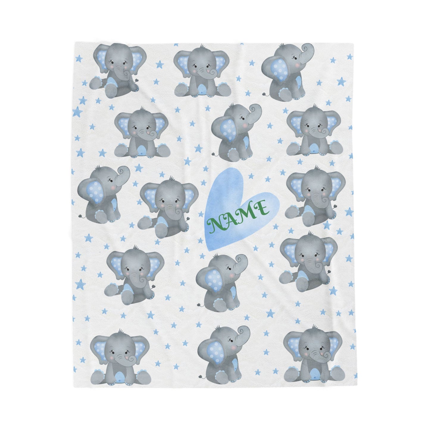 Personalized Elephant Velveteen Plush Blanket, Baby Blanket, Toddler Gift, Nursery Decor, Cute Childrens Blanket