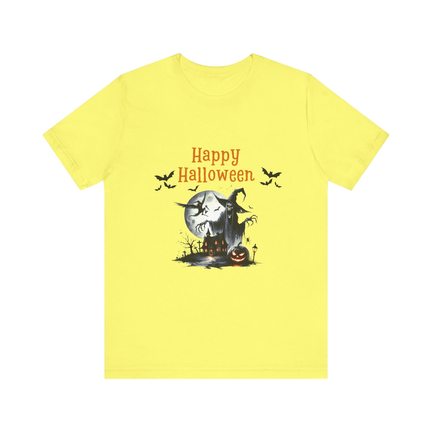 Happy Halloween Unisex Tee, Spooky T-Shirt, Halloween Gift, Fall Wardrobe Essential, Ghosts and Ghouls Vibe