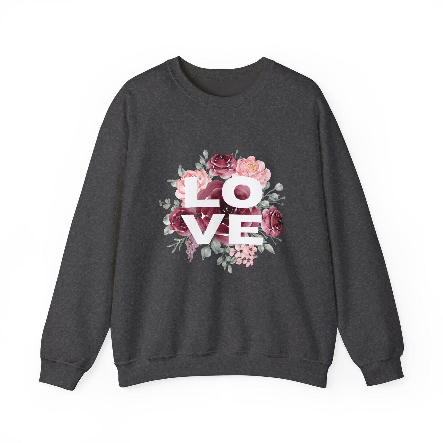 Floral Love Crewneck Sweatshirt | Cozy Unisex Sweatshirt for Valentine's Day, Romantic Gift, Casual Wear, Stylish Layering