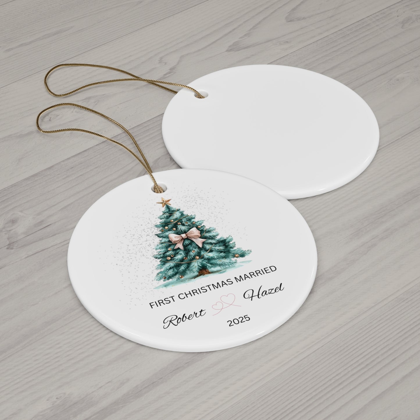 Personalized Christmas Ornament, First Christmas Married Keepsake, Holiday Decor, Couples Gift, Tree Decoration, 2025 Commemoration