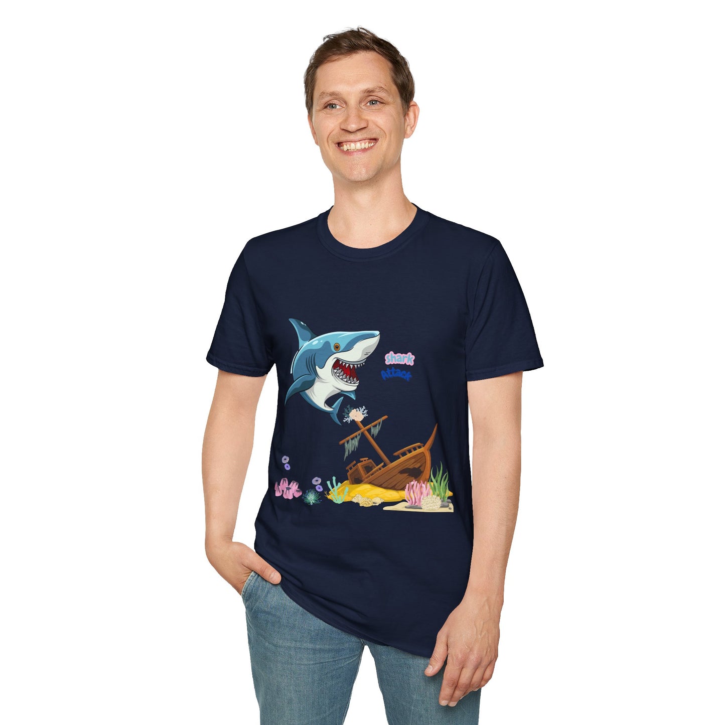 Shark Attack Graphic T-Shirt, Fun Summer Tee, Beach Vacation Top, Gift for Ocean Lovers, Marine Life Apparel