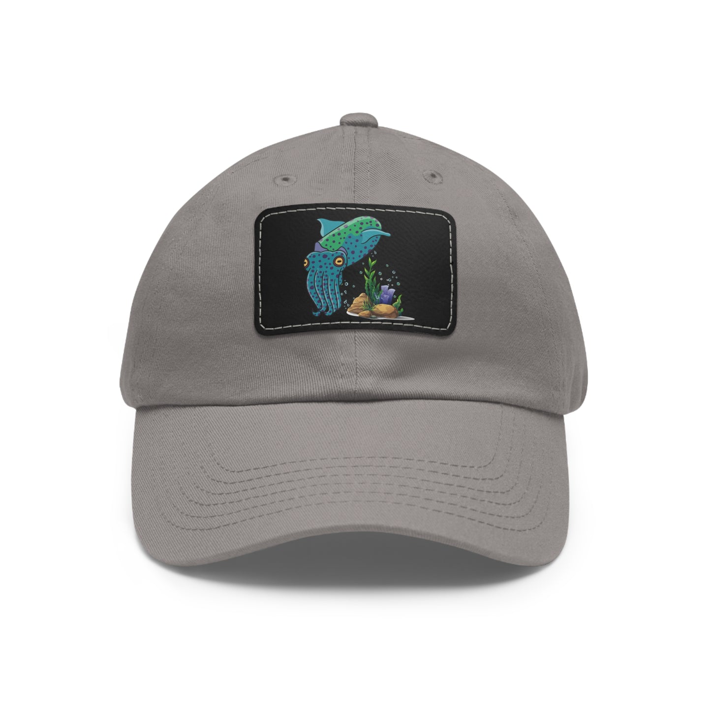 Cute with marine habitat coral and bubbles Dad Hat with Leather Patch (Rectangle)