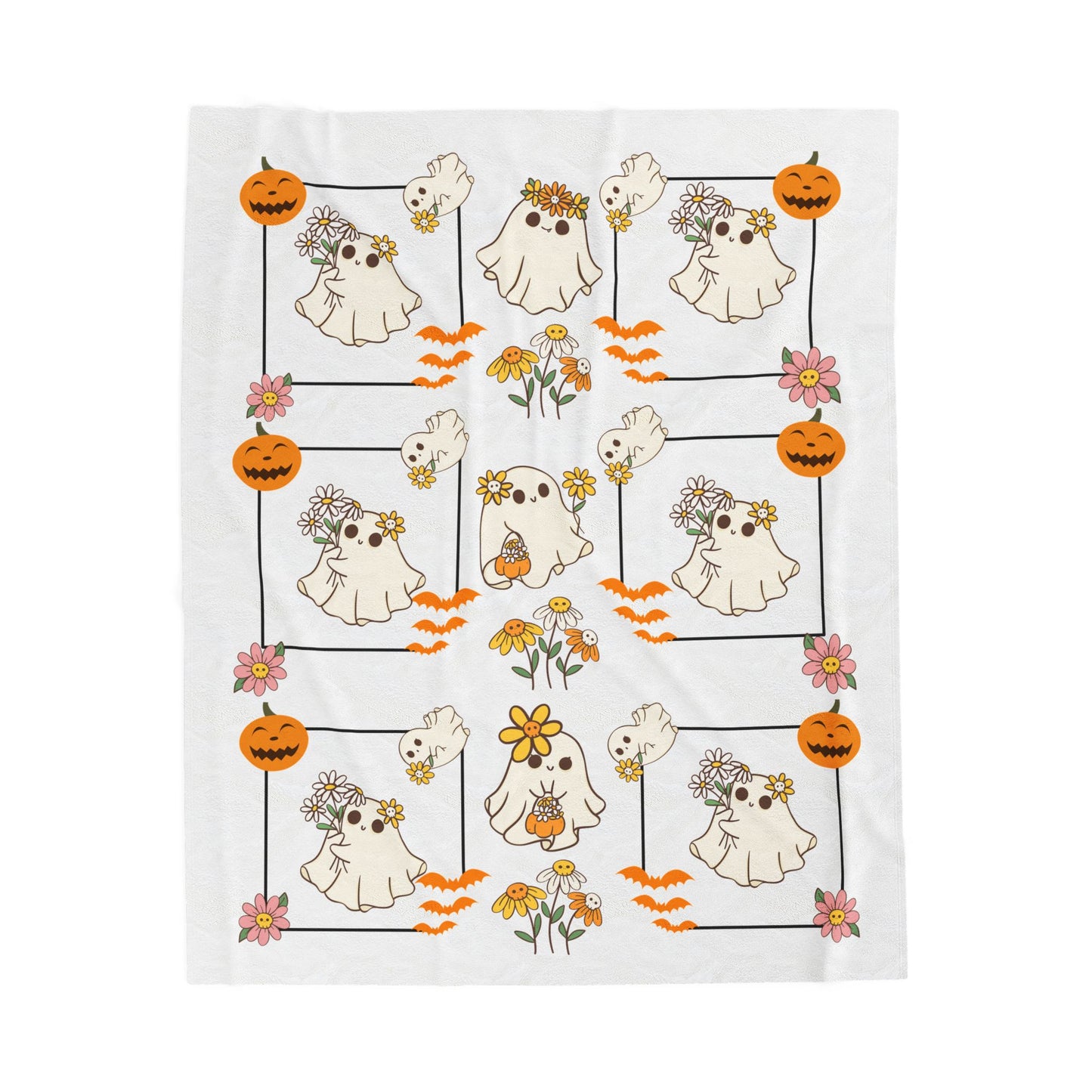 Whimsical Ghosts Velveteen Plush Blanket | Cozy Halloween Decor, Gift for Kids & Teens, Soft Plush Throw, Cute Couch Accessory