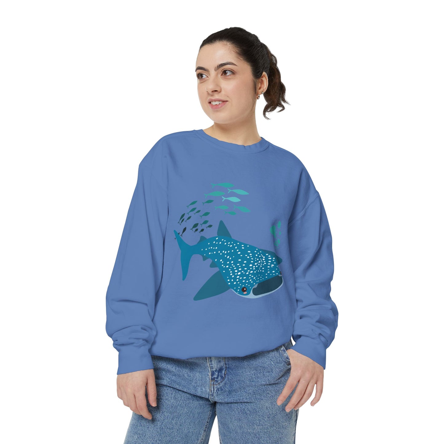 Whale Shark school of fish and buddles Unisex Garment-Dyed Sweatshirt