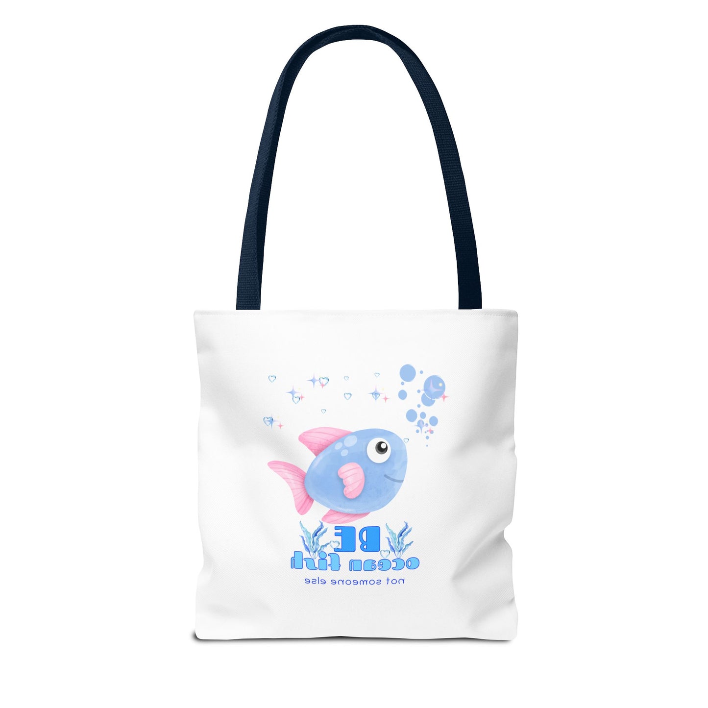 Cute cartoon fish with pink fins and bubble Tote Bag