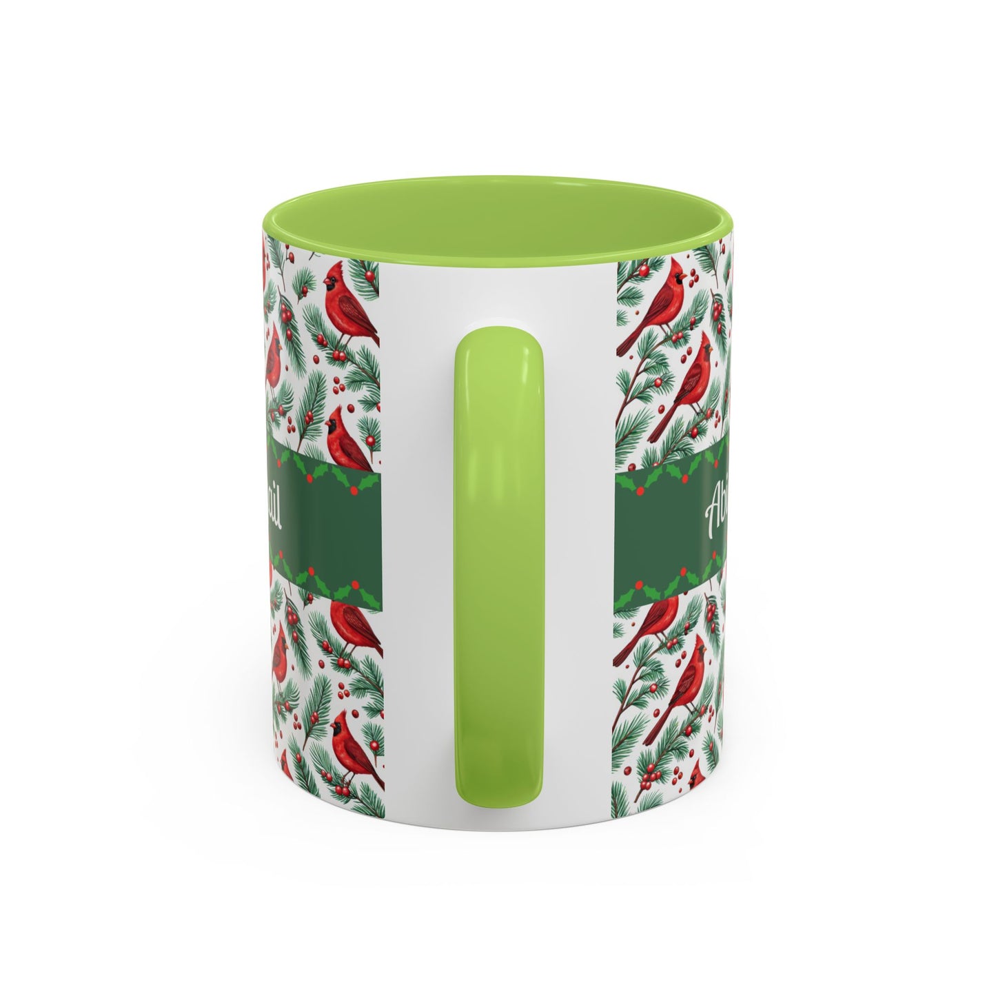 Personalized Holiday Coffee Mug, Festive Cardinal Mug, Custom Name Mug, Christmas Gift, Winter Decor, Drinkware