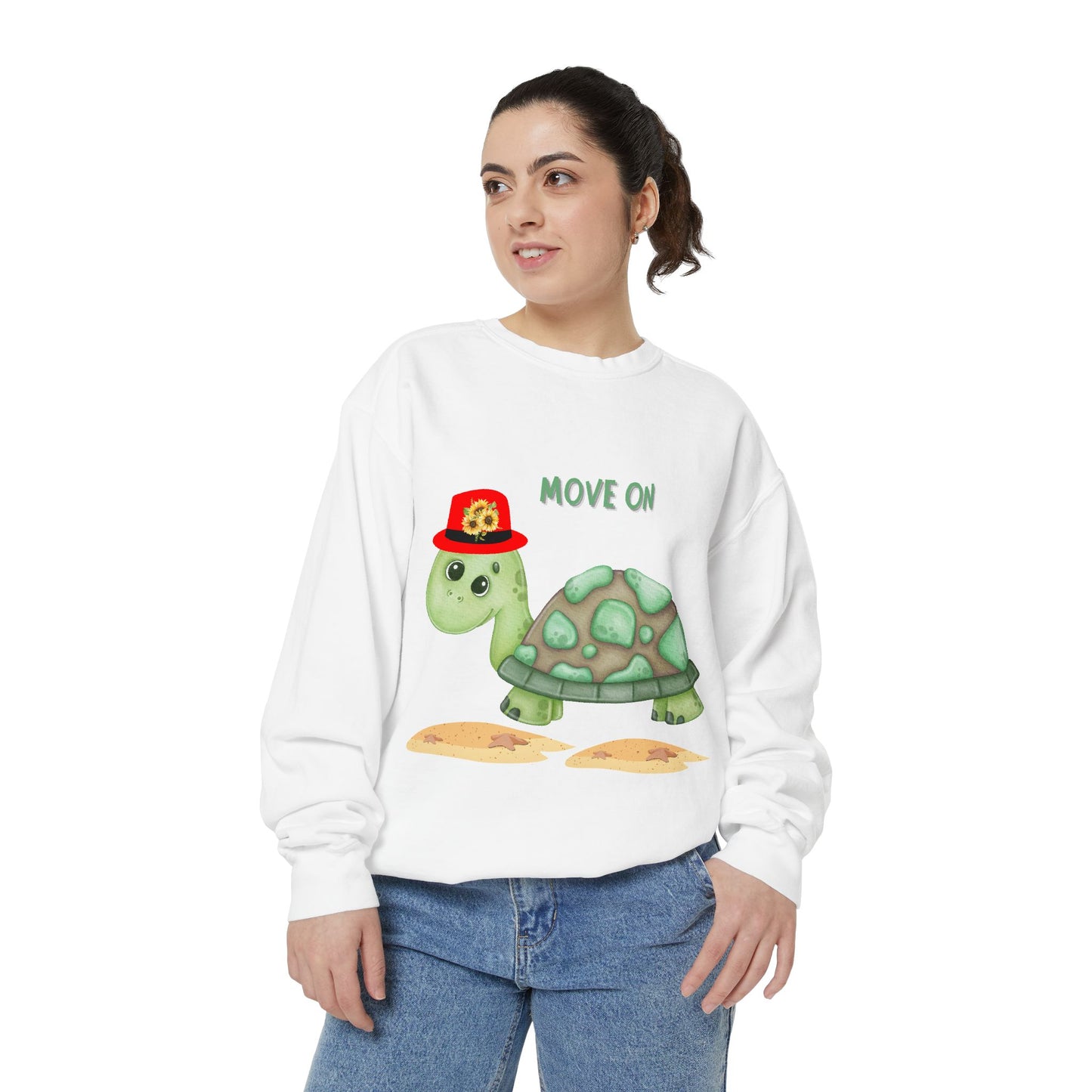 Turtle with a sunflower hat Unisex Garment-Dyed Sweatshirt