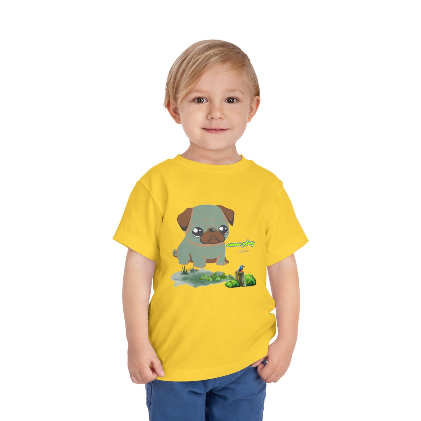 Cute Pug Toddler Tee, Adorable Dog Shirt, Kids Animal Tee, Gift for Dog Lovers, Cute Toddler Clothing, Playful Summer Outfit