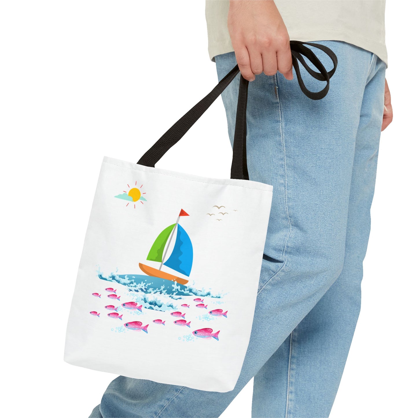 Sailboat and Red fish Tote Bag
