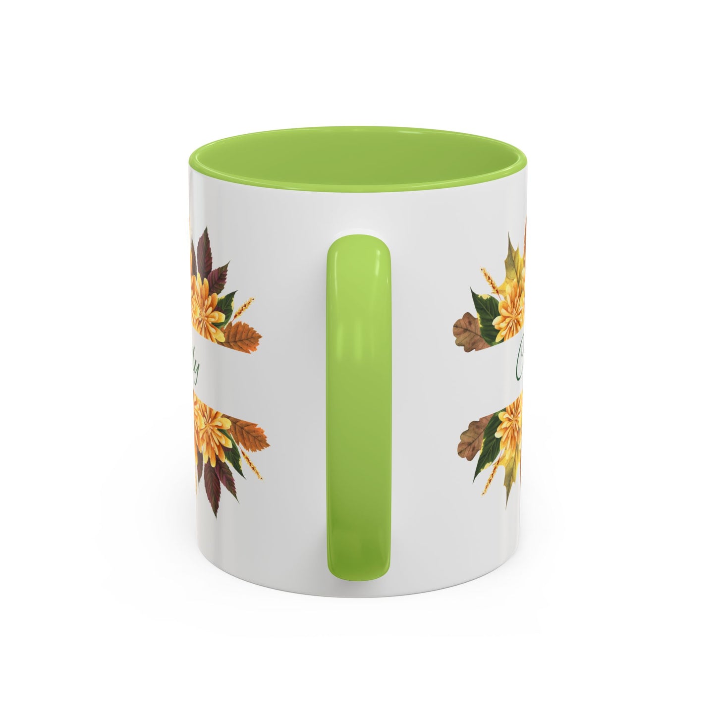 Personalized Floral Accent Coffee Mug