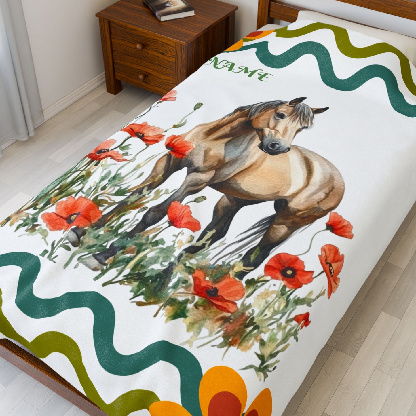 Personalized Horse-Themed Velveteen Plush Blanket, Cozy Throw for Horse Lovers, Warm Gift for Birthdays, Home Decor, Kids' Room