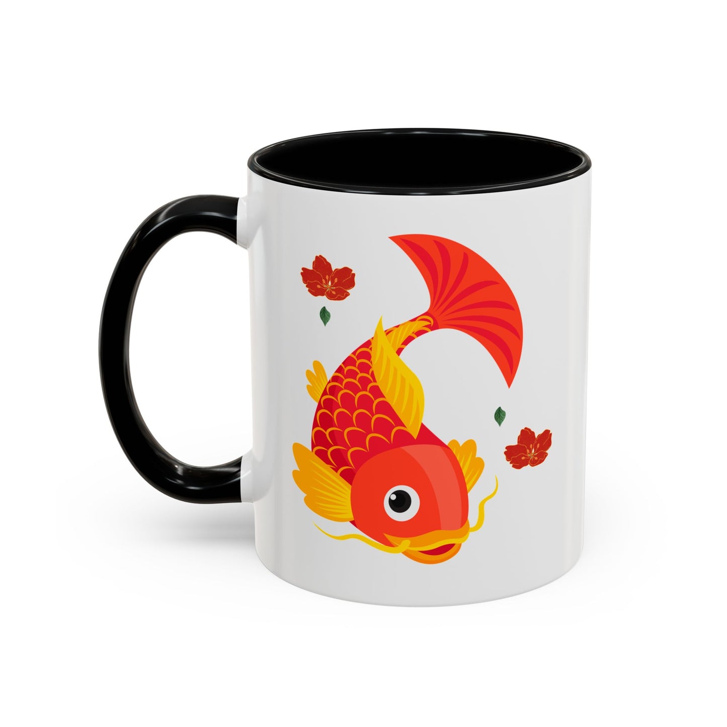 Goldfish with flowing fins and red blossoms Coffee Mug