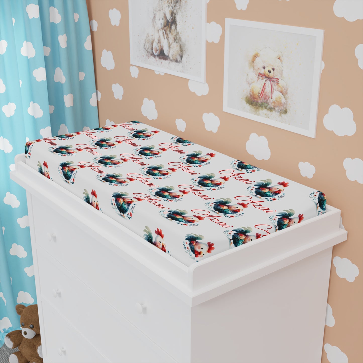 Baby Changing Pad Cover - Floral Watercolor 'Love You' Newborn Nursery Sheet