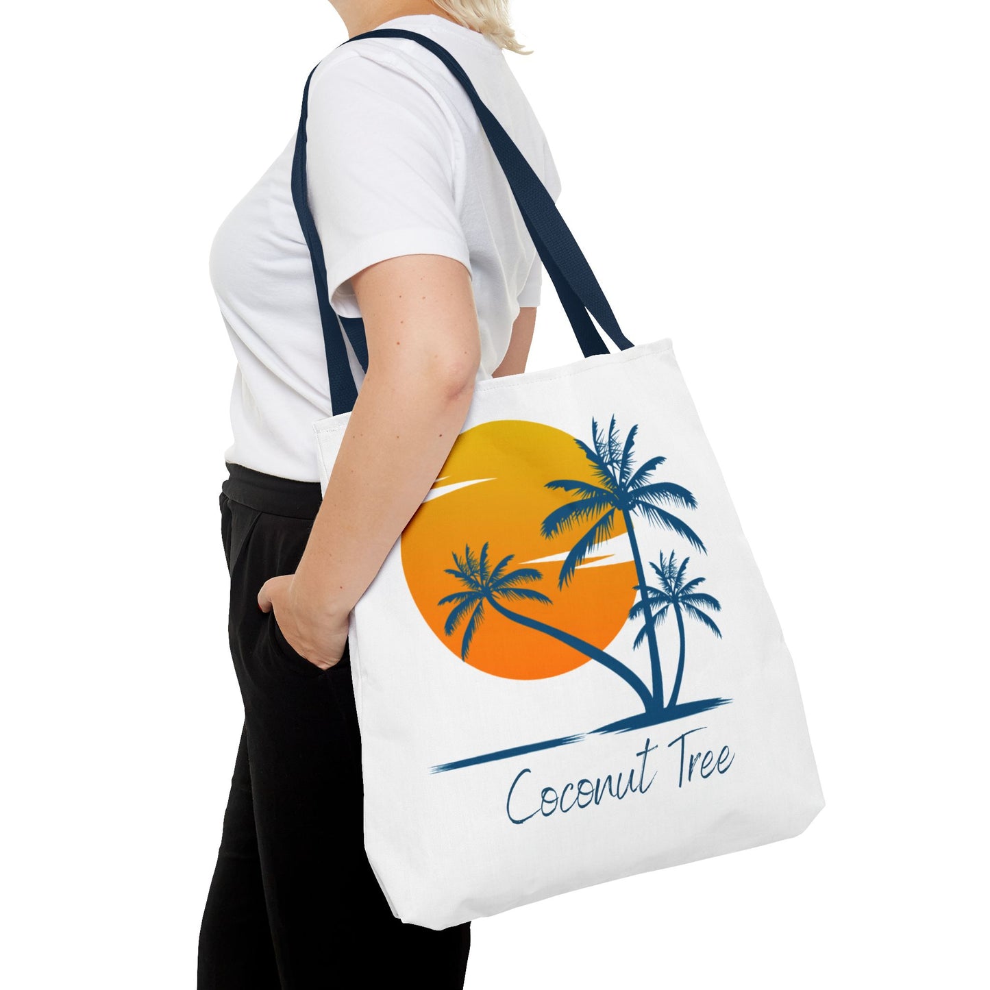 Coconut Tree Tote Bag — Tropical Sunset Beach Canvas Tote