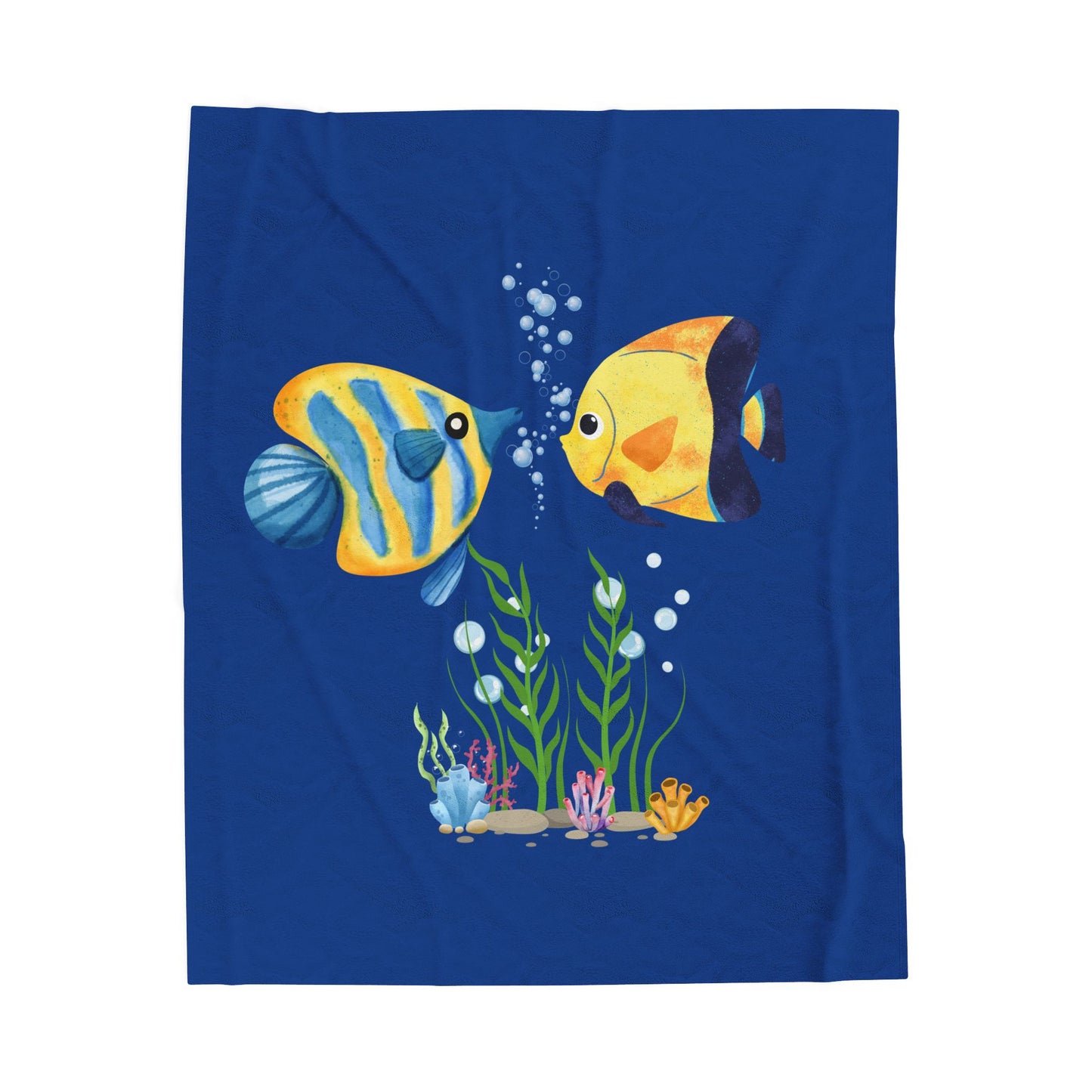 Two fish greet in underwater Velveteen Plush Blanket