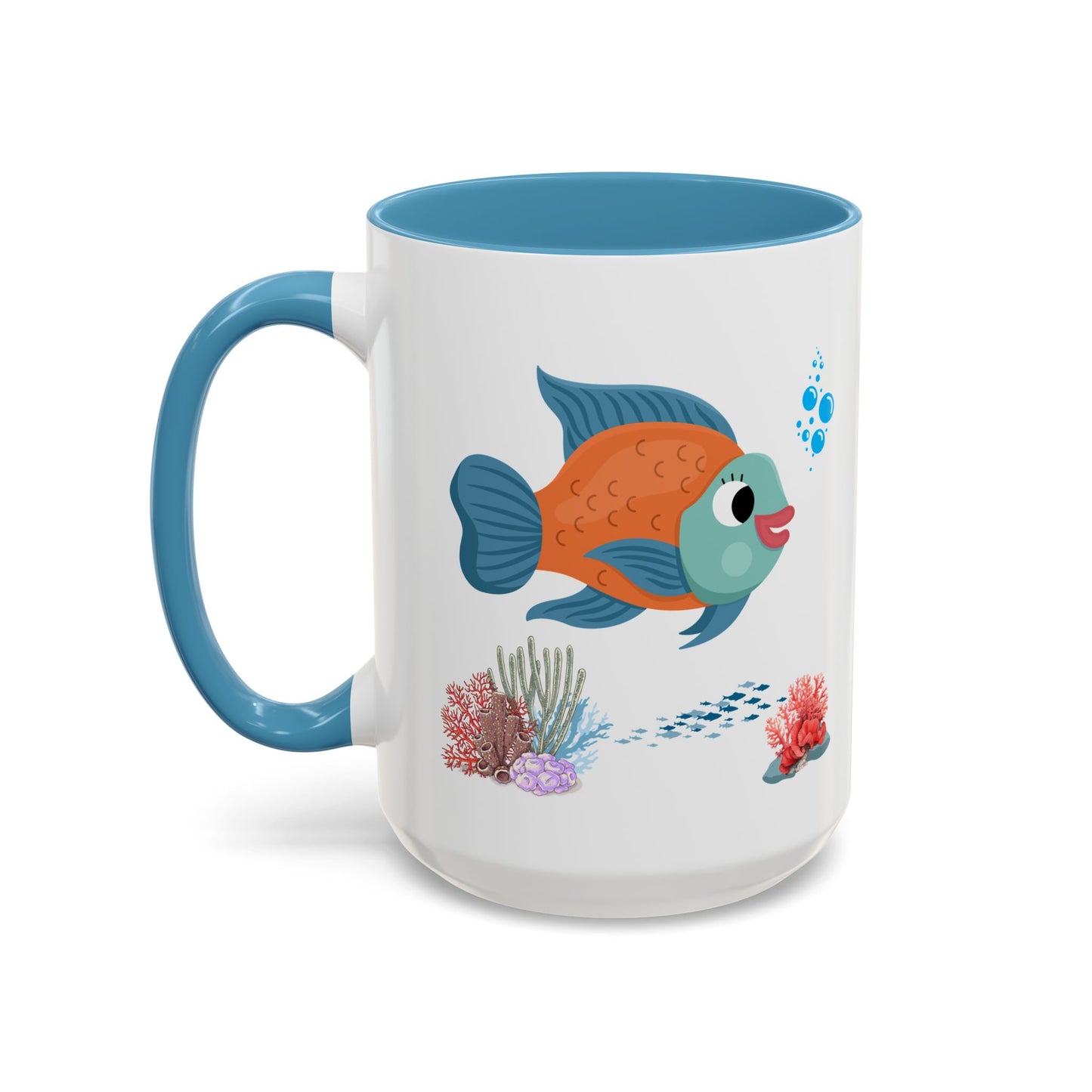 Orange and blue fish with coral and bubble Coffee Mug