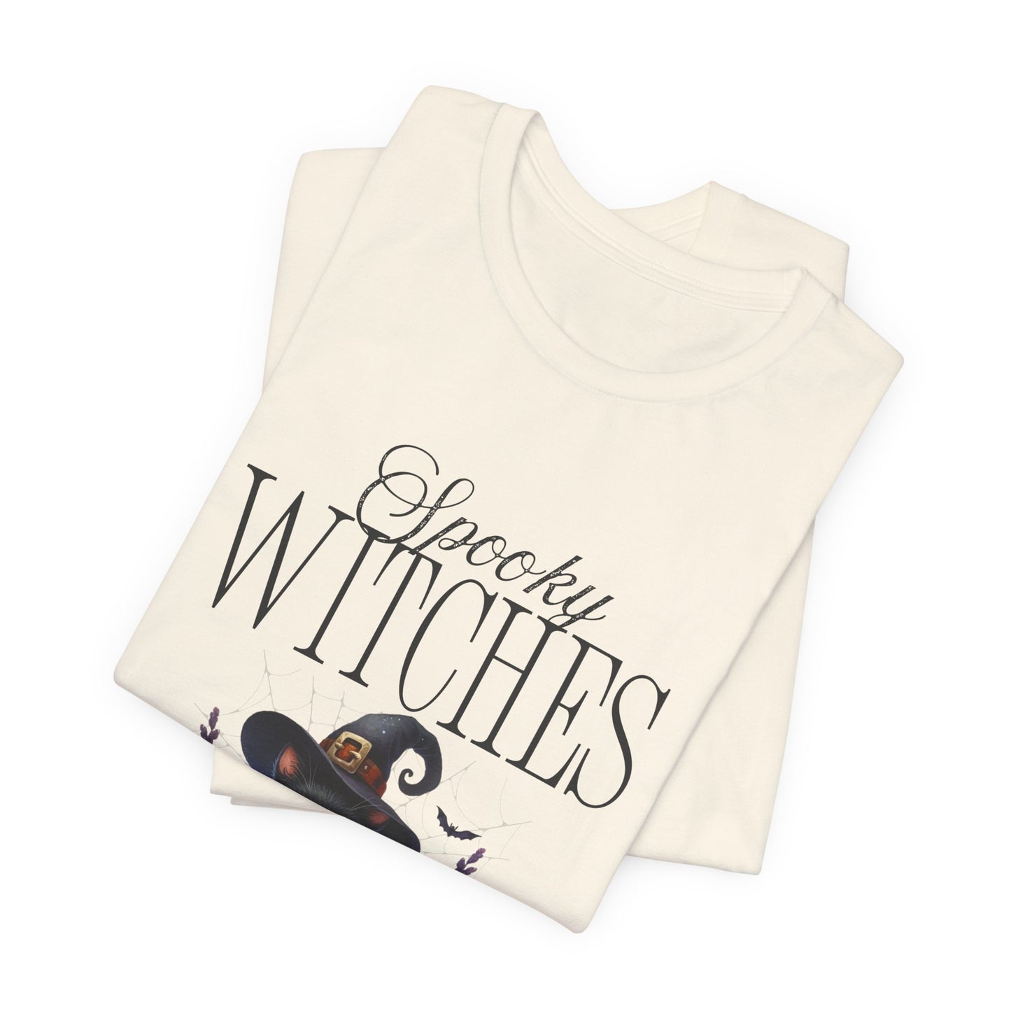 Spooky Witches Halloween Tee, Unisex Short Sleeve Shirt, Witch T-Shirt, Halloween Costume Top, Cat Lovers Gift, Fall Fashion