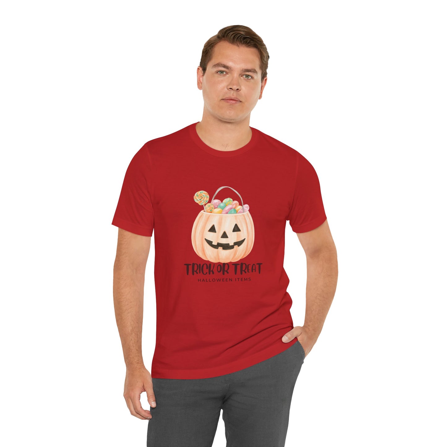 Halloween Trick or Treat T-Shirt, Unisex Graphic Tee, Fall Wardrobe Addition, Perfect for Halloween Parties, Spooky Season Wear