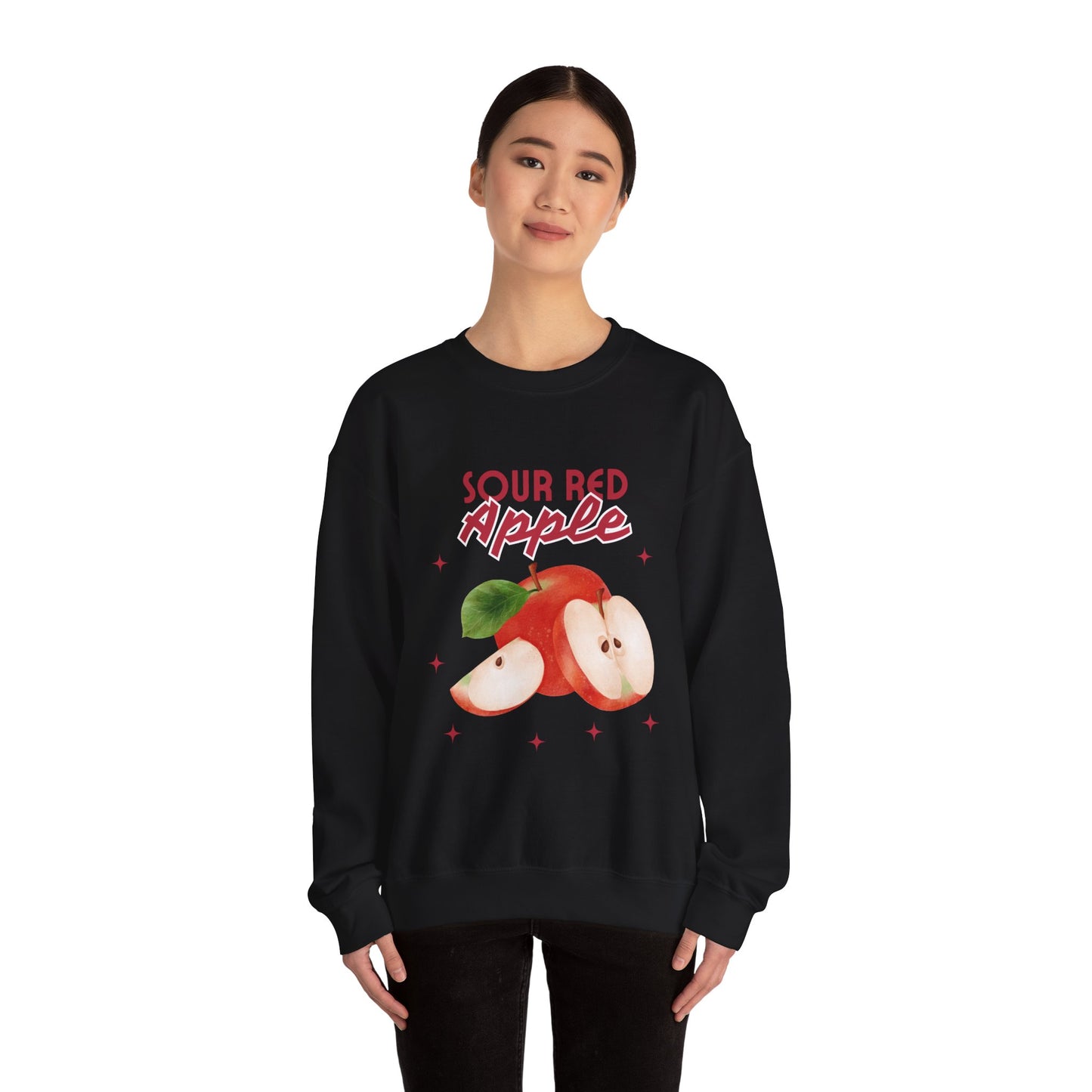 Sour Red Apple Sweatshirt, Cozy Crewneck, Unisex Apparel, Cute Fruit Design, Perfect Gift for Apple Lovers, Autumn Fashion