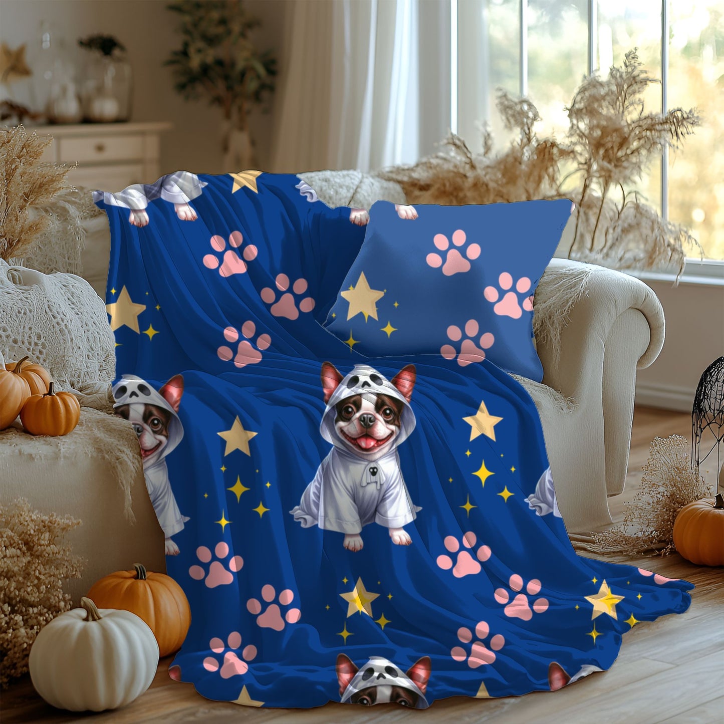 Cozy Dog-Themed Velveteen Plush Blanket - Perfect for Pet Lovers, Gifts, Home Decor, Snuggling, Dog Sleepovers