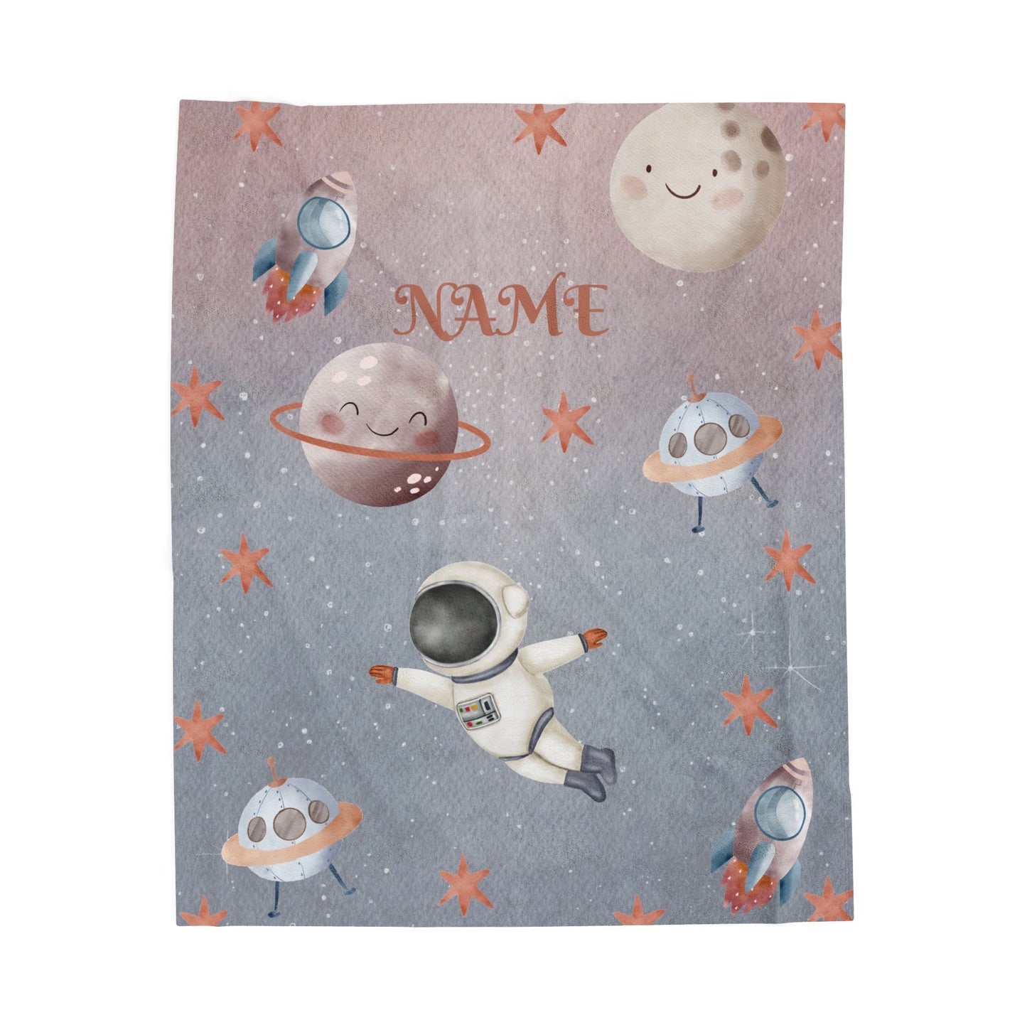 Personalized Space-Themed Velveteen Plush Blanket, Cozy Kids Blanket, Astronaut Decor, Custom Baby Shower Gift, Soft Throw Blanket
