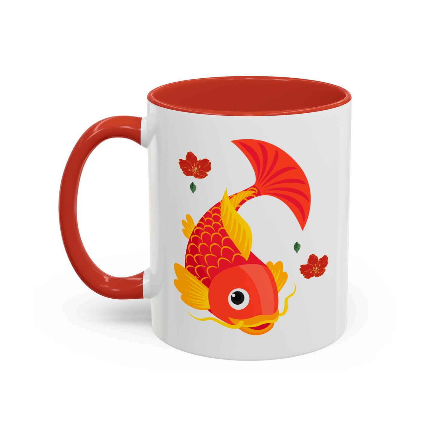 Goldfish with flowing fins and red blossoms Coffee Mug