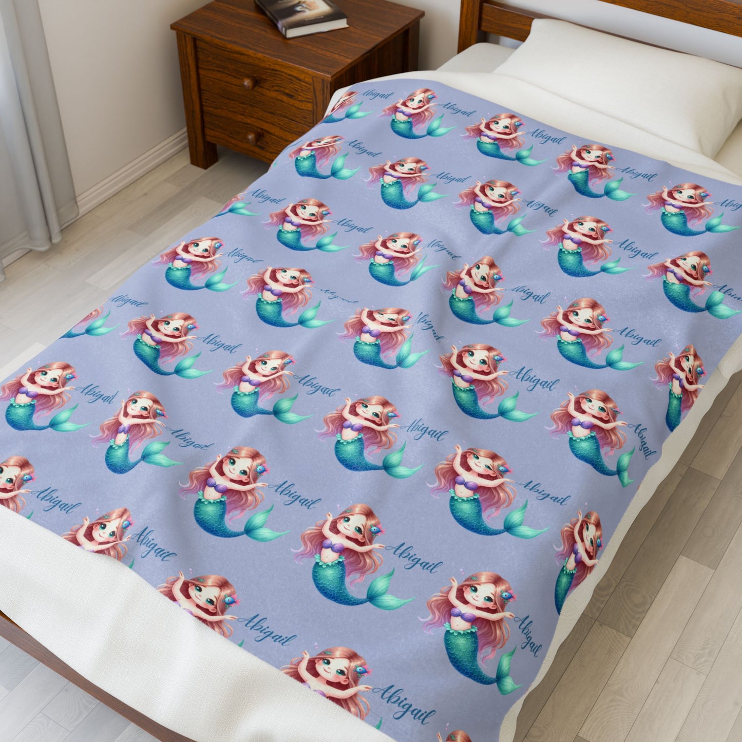 Mermaid Dreams Plush Blanket | Cozy Throw, Kids Bedroom Decor, Gift for Girls, Nursery Bedding, Cute Home Accent
