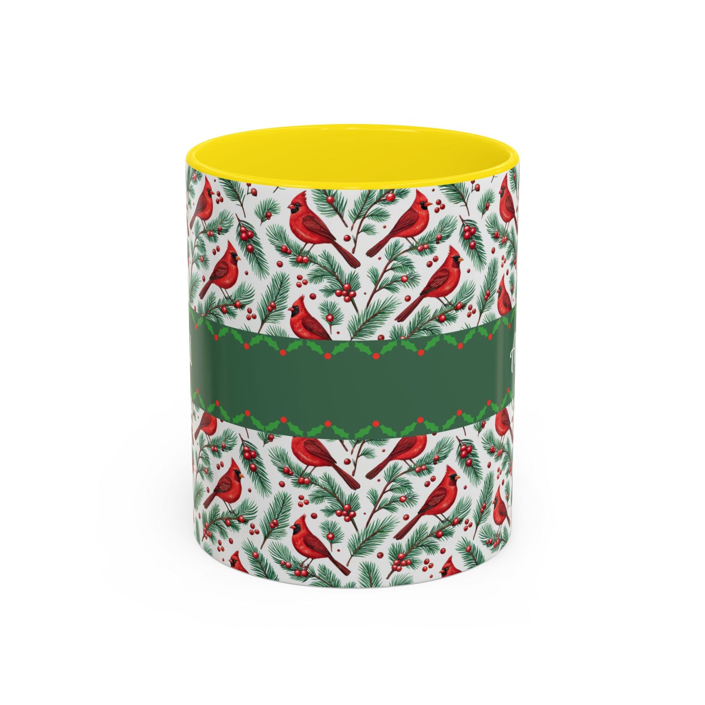 Personalized Holiday Coffee Mug, Festive Cardinal Mug, Custom Name Mug, Christmas Gift, Winter Decor, Drinkware