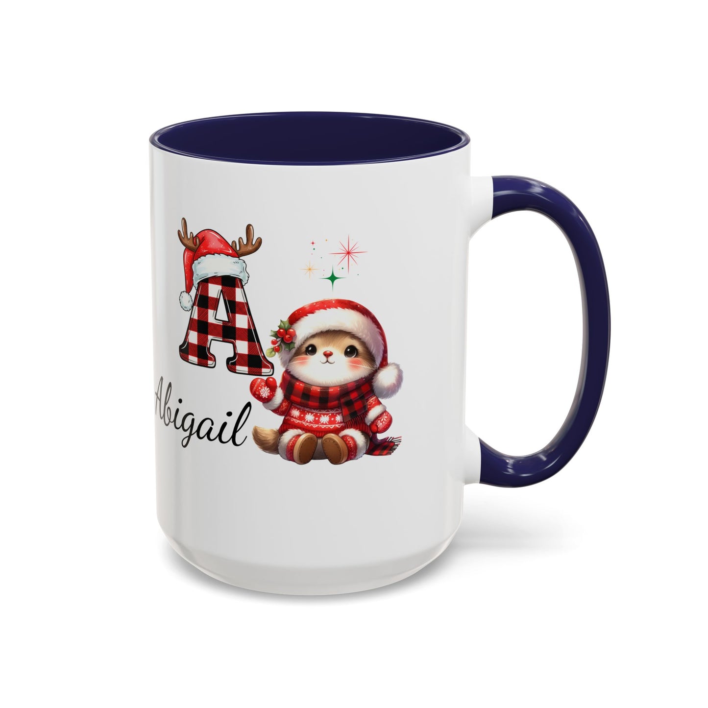 Festive Personalized Coffee Mug, Holiday Gift for Coffee Lovers, Custom Name Mug, Cute Animal Design, Perfect for Christmas