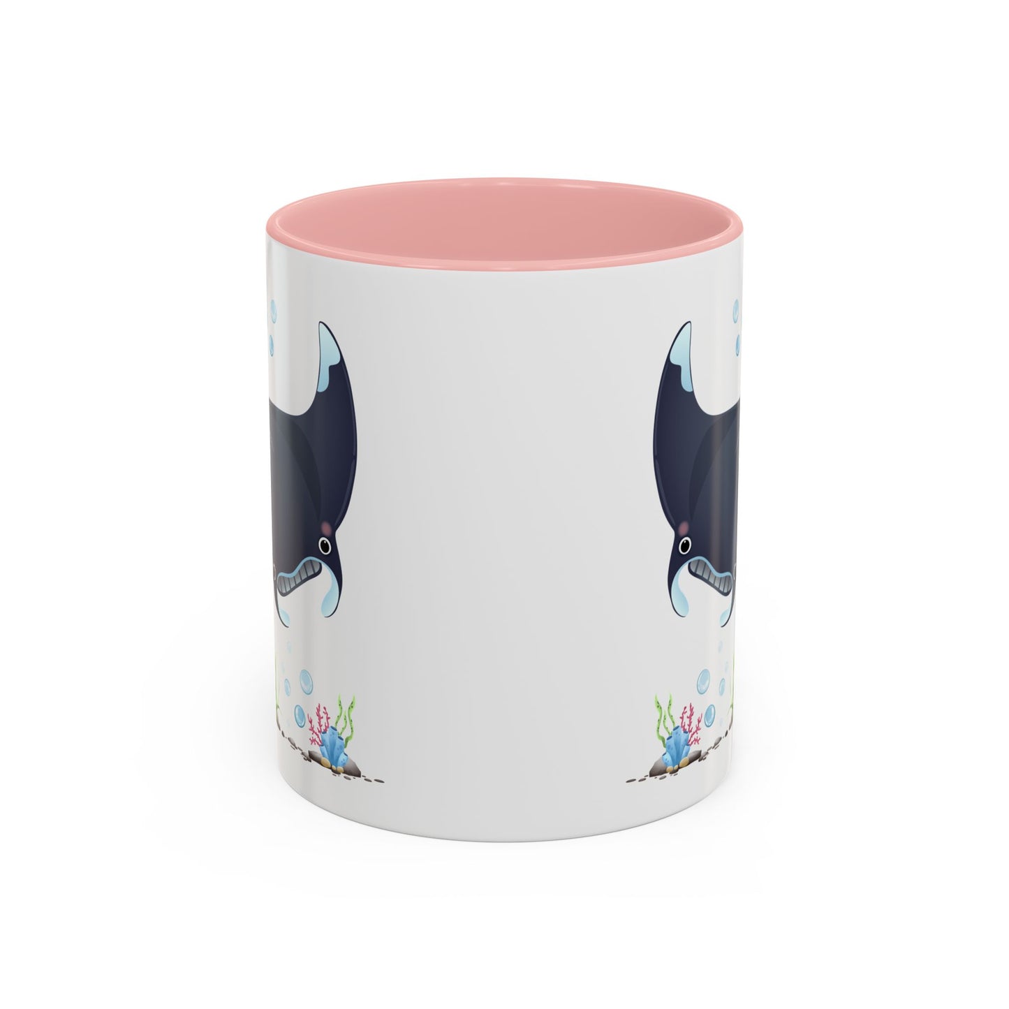 Manta ray with bubbles and coral reef Coffee Mug