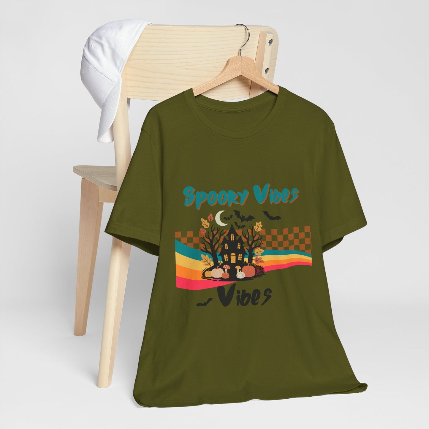 Spooky Vibes Graphic Tee, Unisex Halloween Shirt, Fall Fashion, Casual T-Shirt, Unique Gift for Halloween Lovers, Autumn Wardrobe Essential