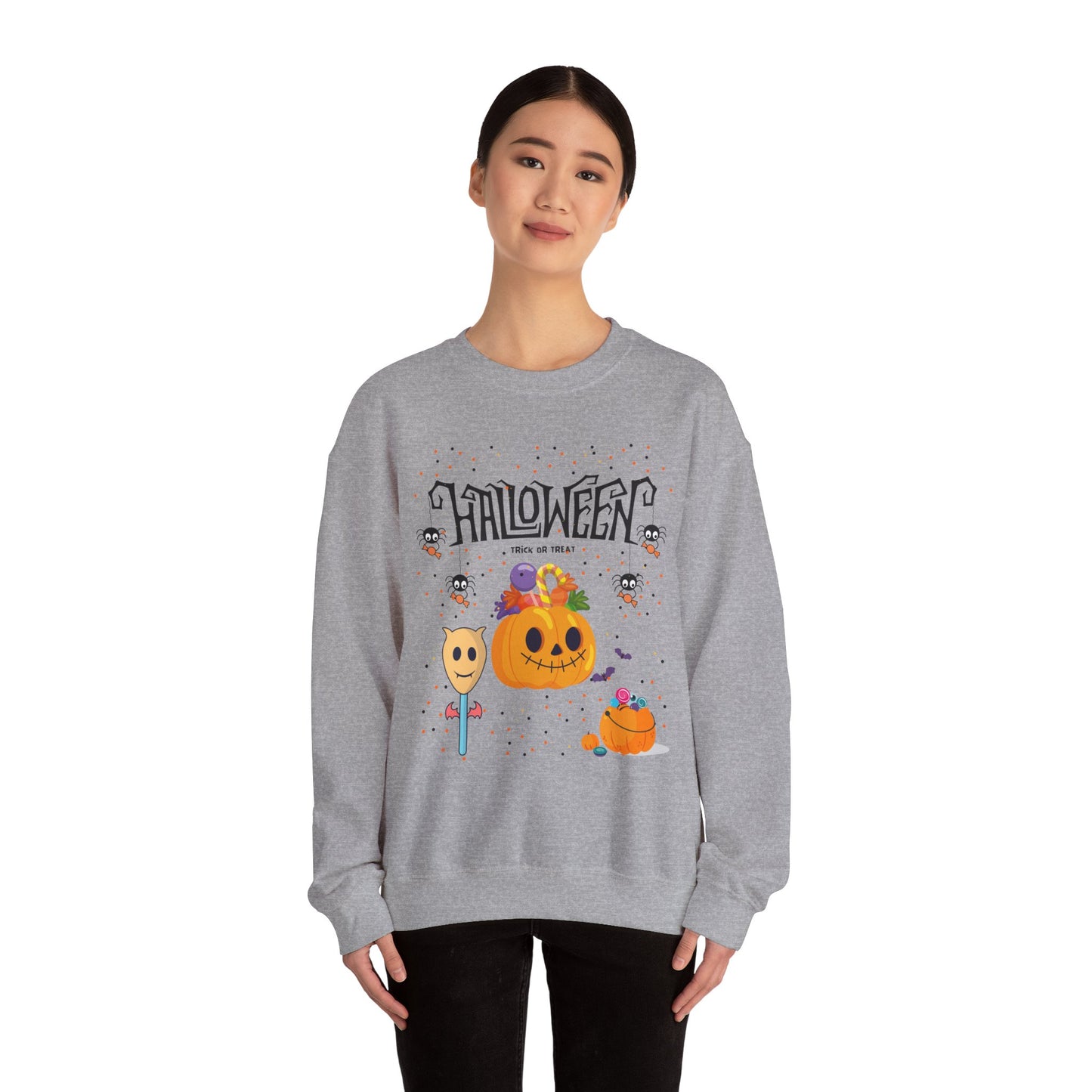 Halloween Themed Unisex Crewneck Sweatshirt, Cozy Fall Apparel, Gifting, Festive Wear, Halloween Decorations, Pumpkin Design