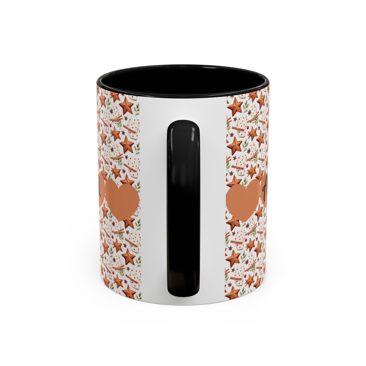 Personalized Accent Coffee Mug - Custom Gift, Floral Design, Heart Motif, Perfect for Birthdays, Anniversaries, Holidays