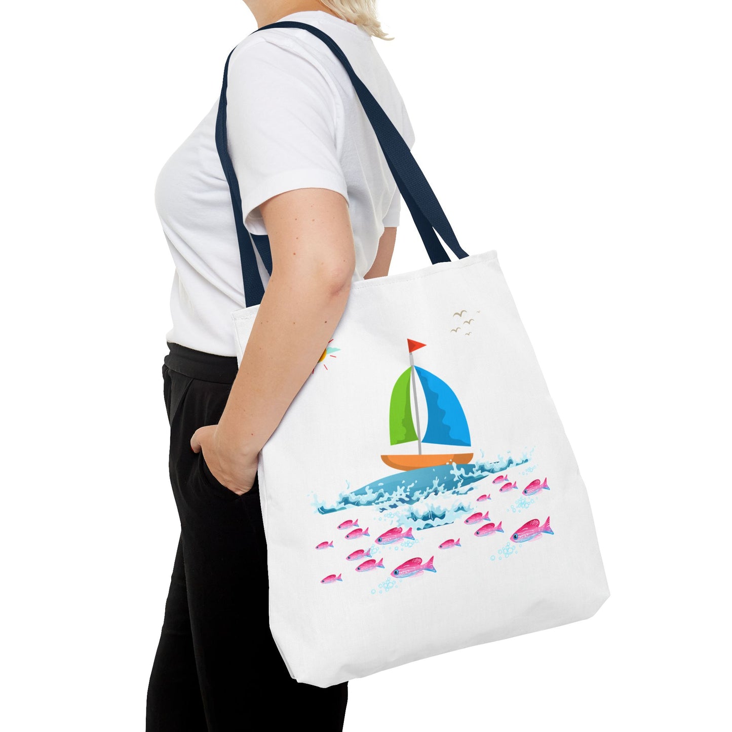 Sailboat and Red fish Tote Bag