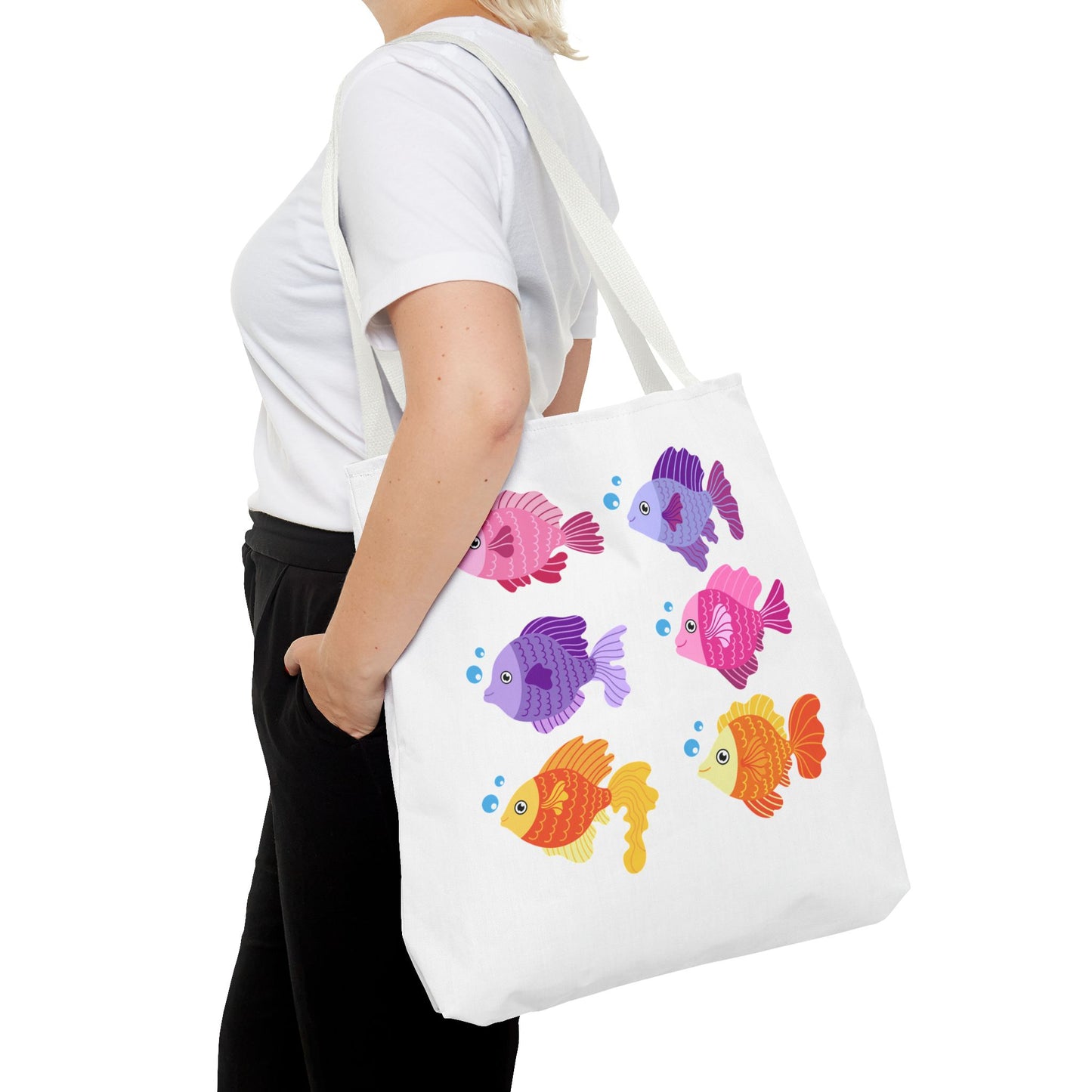 Six fish with cartoonish bubbles Tote Bag