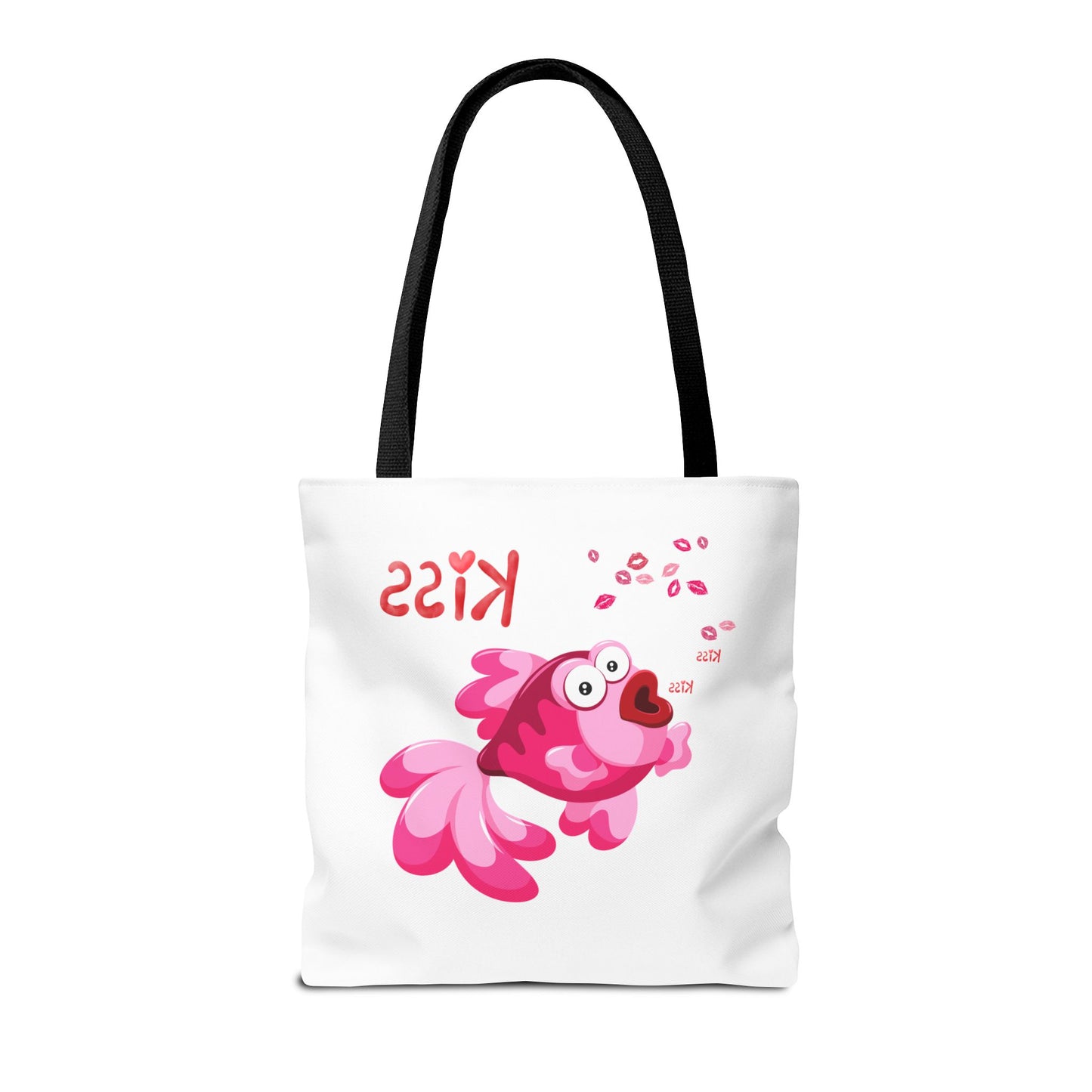 Pink fish with open mouth and kiss Tote Bag