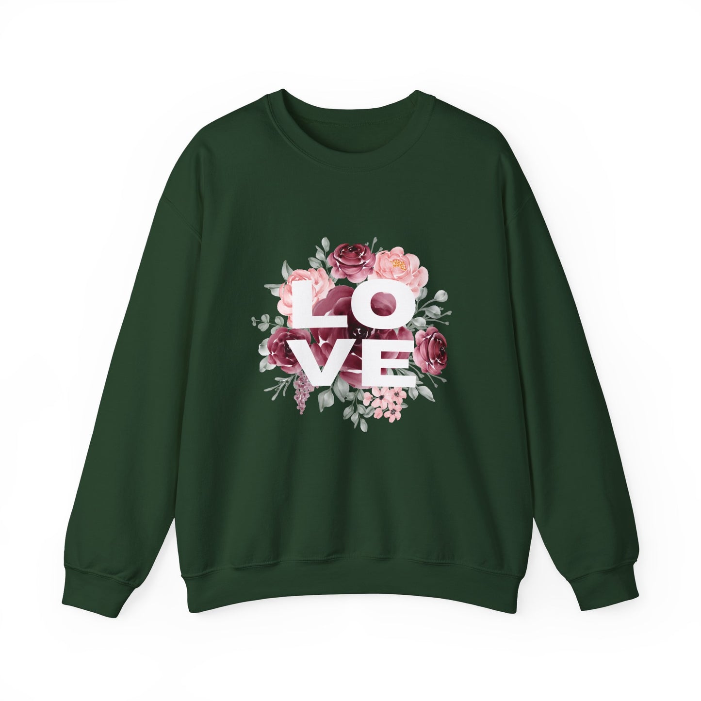 Floral Love Crewneck Sweatshirt | Cozy Unisex Sweatshirt for Valentine's Day, Romantic Gift, Casual Wear, Stylish Layering