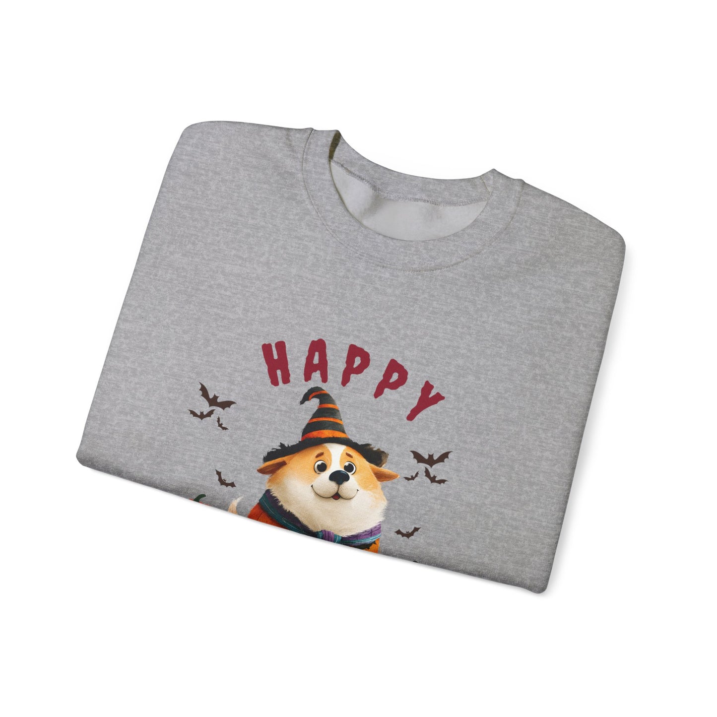 Happy Halloween Dog Sweatshirt, Cozy Fall Attire, Pet Halloween Apparel, Unisex Crewneck, Perfect for Halloween Parties, Fall Fashion