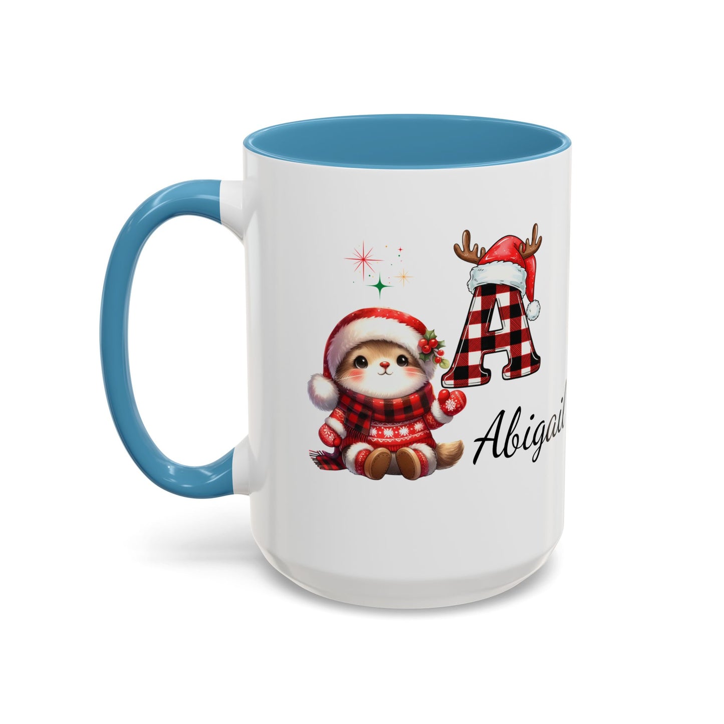 Festive Personalized Coffee Mug, Holiday Gift for Coffee Lovers, Custom Name Mug, Cute Animal Design, Perfect for Christmas
