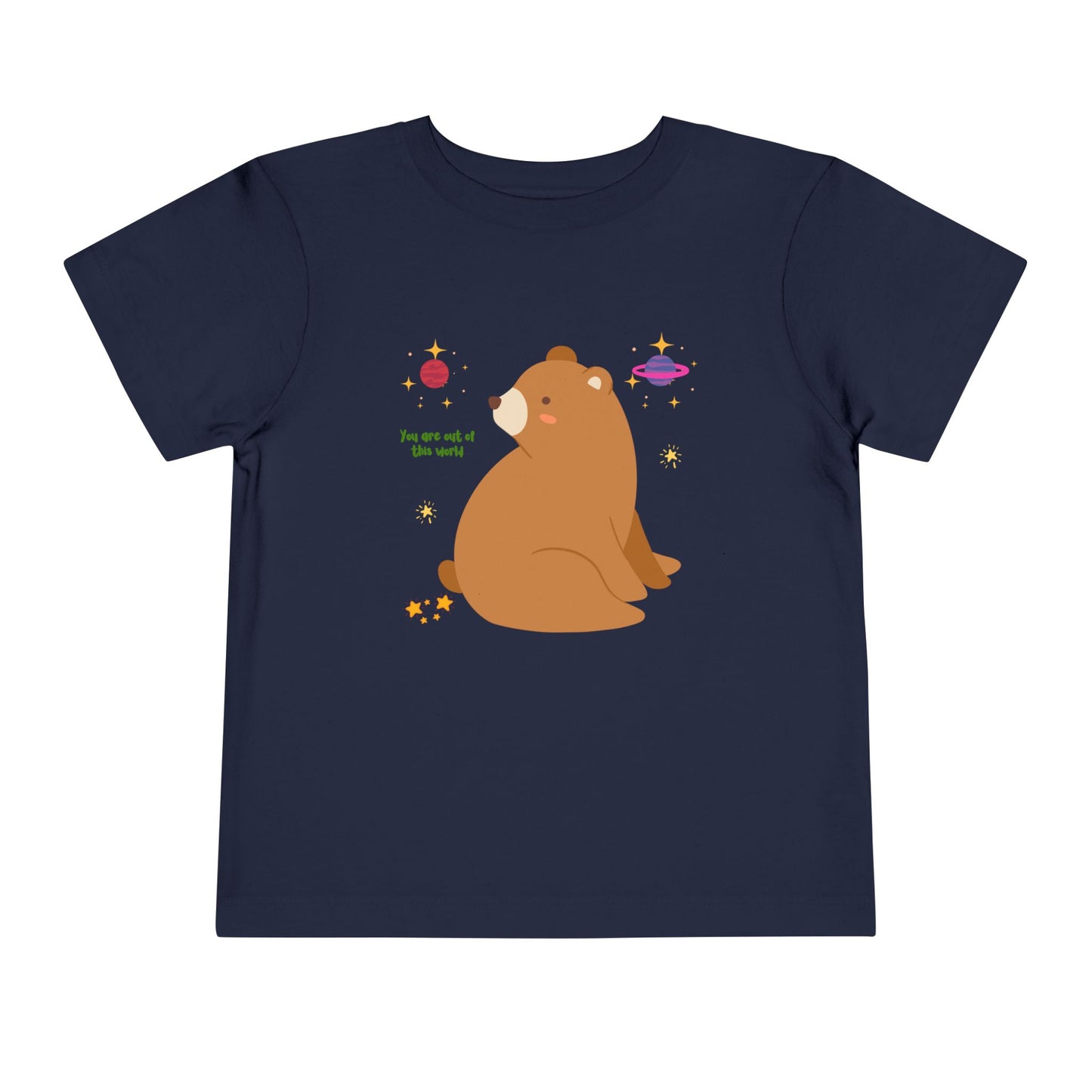 Cosmic Bear Toddler Tee, Cute Kids Shirt, Animal Graphic Tee, Playful Toddler Clothing, Gift for Birthdays, Space-Themed Apparel