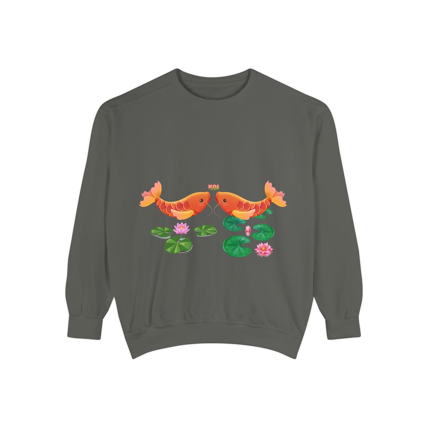 Golden koi fish with lotus flowers Unisex Garment-Dyed Sweatshirt