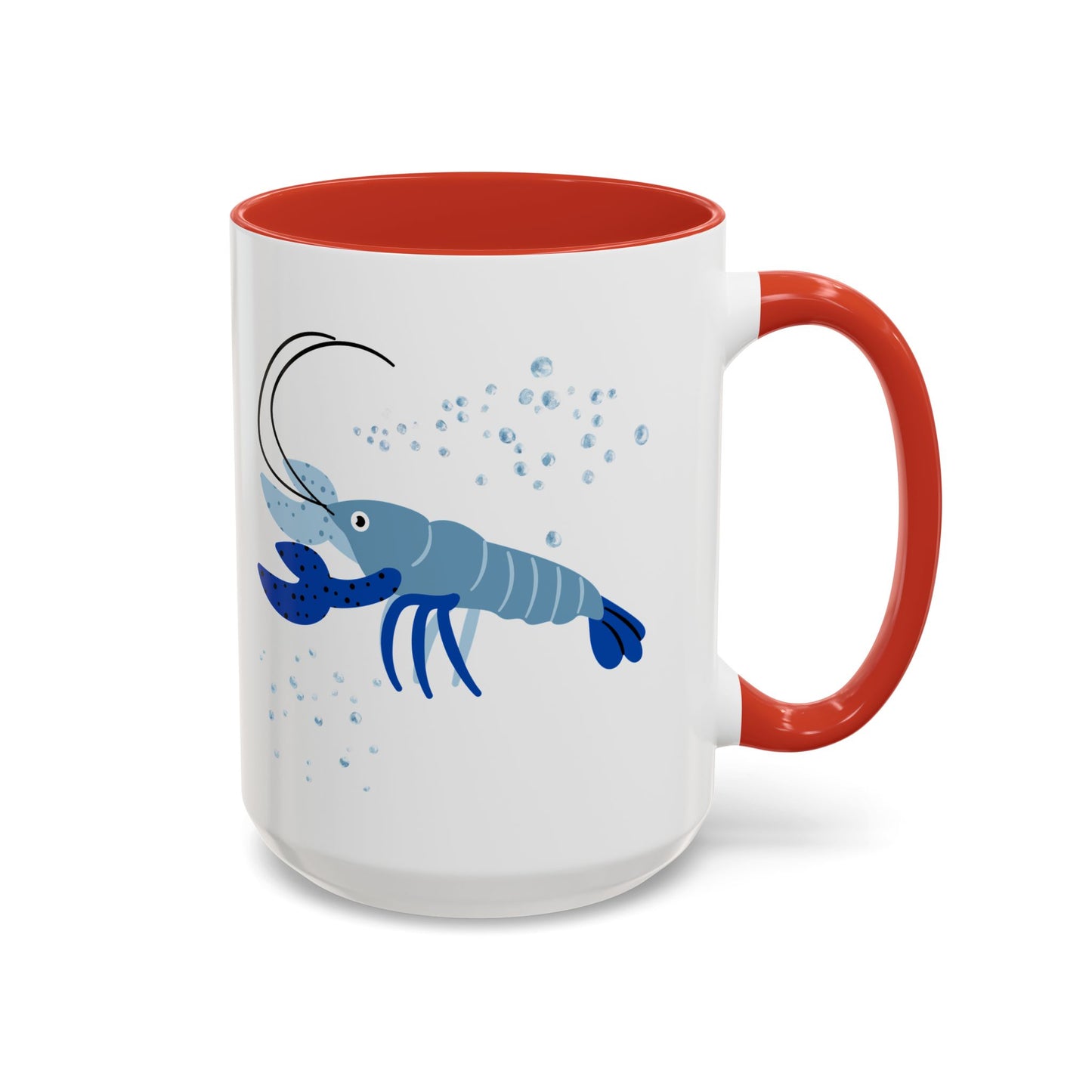 Blue shrimp with dark blue claws and bubbles Coffee Mug