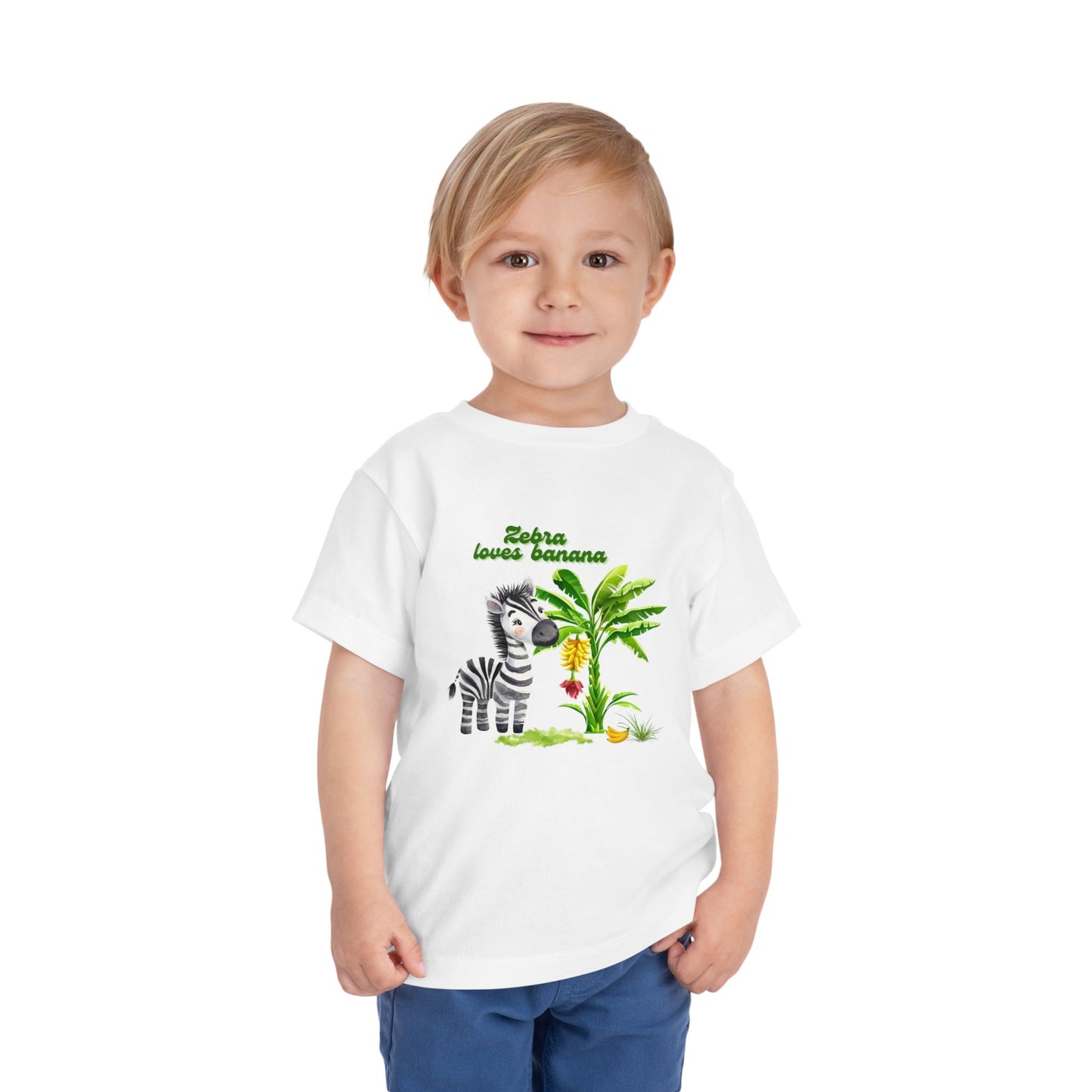 Cute Zebra Loves Bananas Toddler Tee, Kids Animal Birthday Gift, Playful Summer Wear, Fun Graphic T-Shirt, Adorable Toddler Apparel