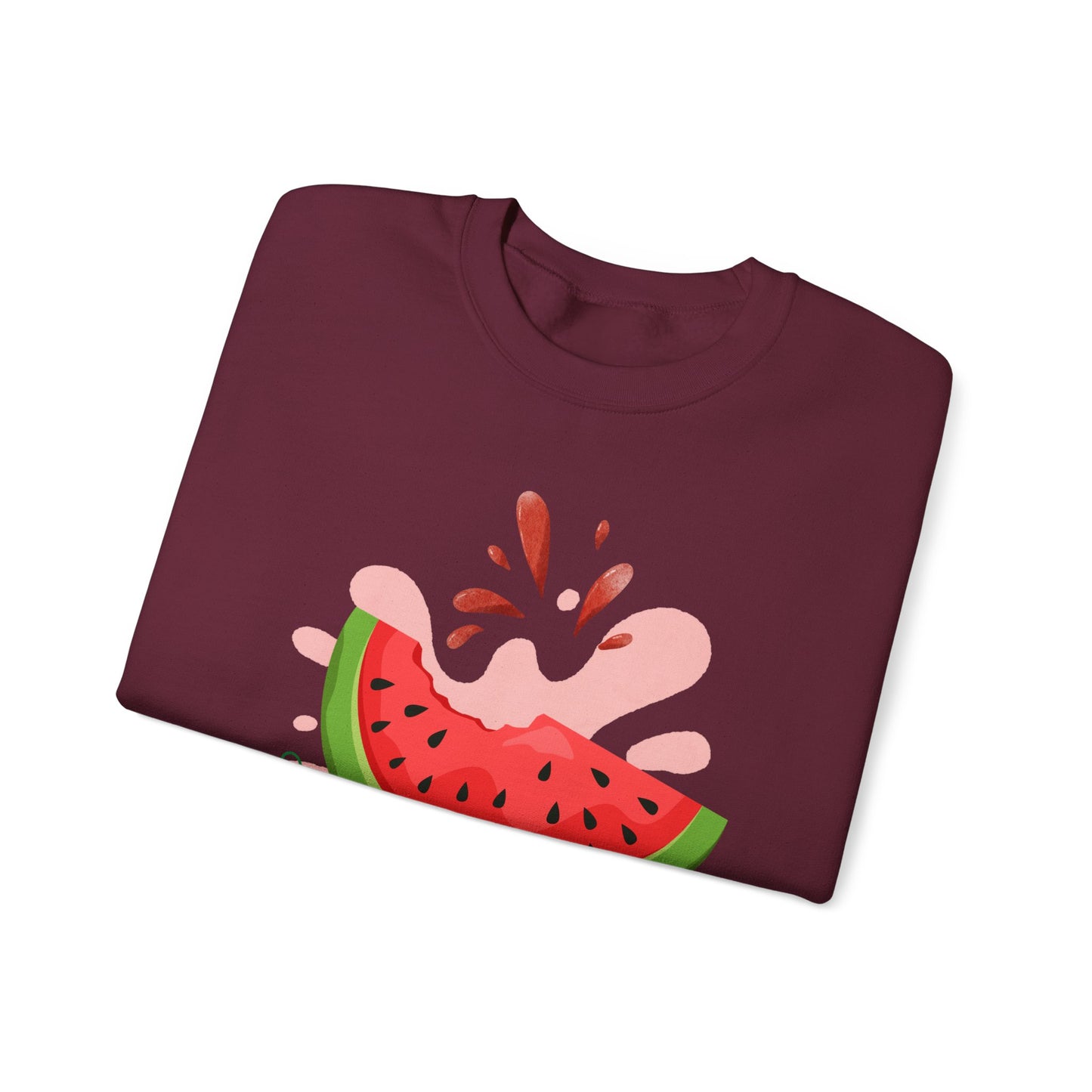 Watermelon Splash Unisex Crewneck Sweatshirt, Summer Vibes Sweatshirt, Cute Fruit Apparel, Gift for Friends, Cute Trendy Sweatshirt
