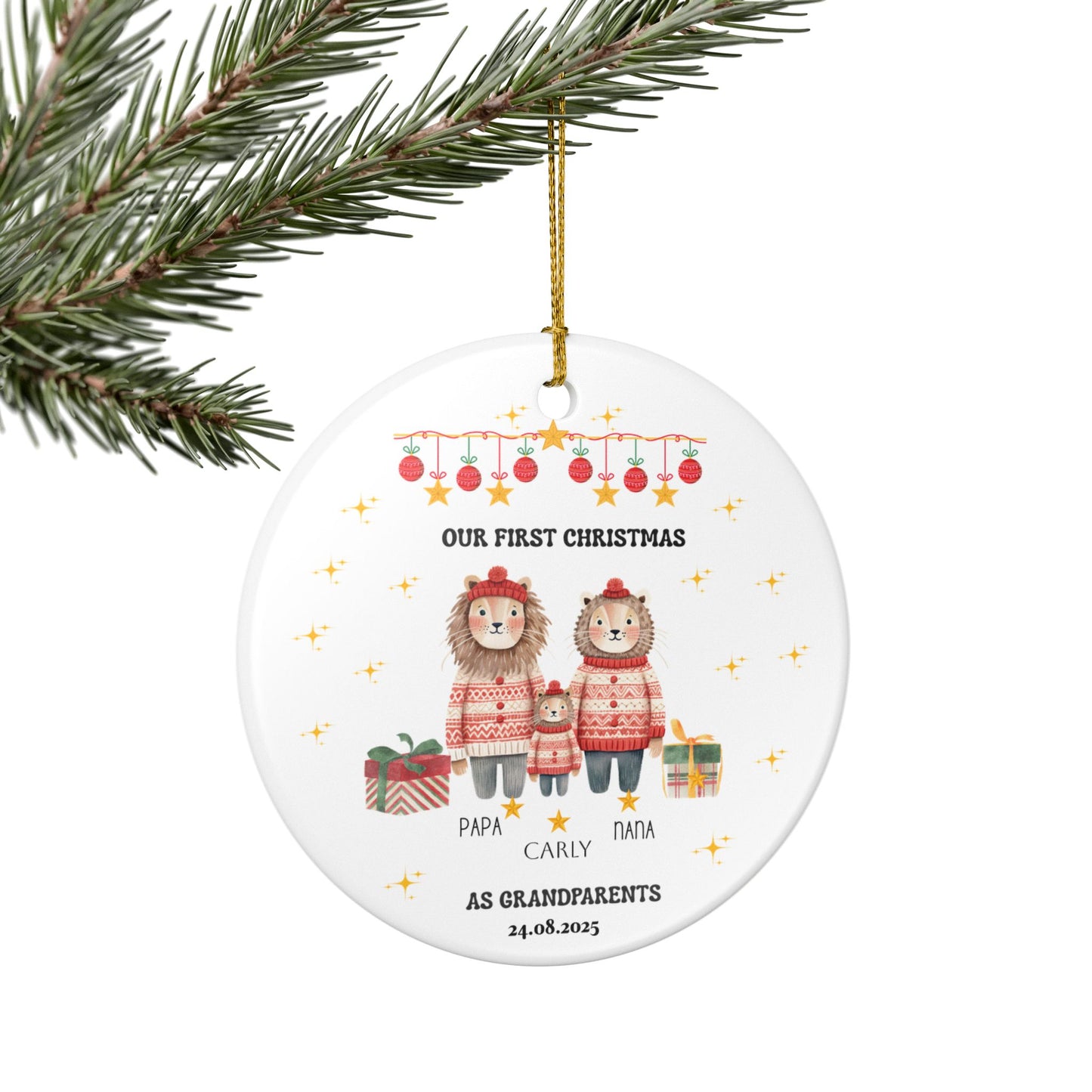 Personalized Family Christmas Ornament, Custom Keepsake Gift, Holiday Decoration, Grandparents Gift, First Christmas as Grandparents