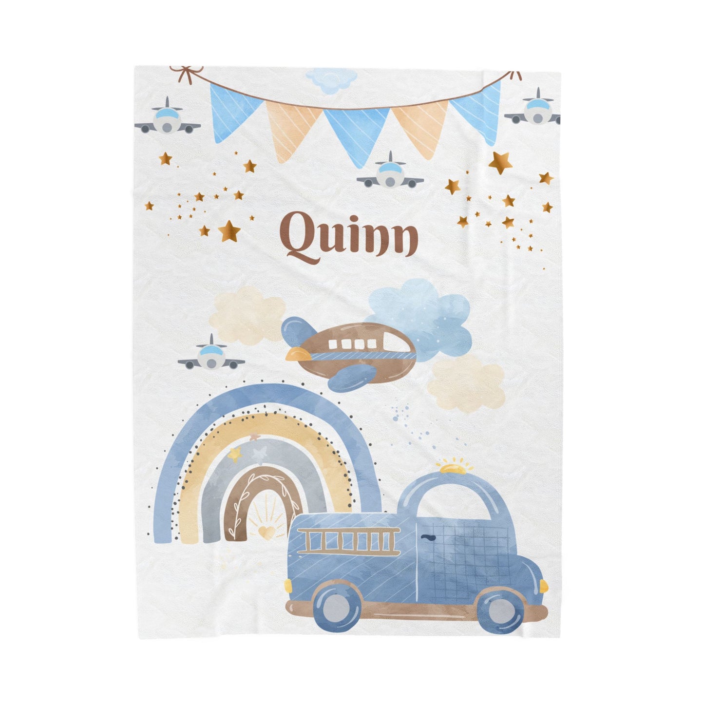 Personalized Velveteen Plush Blanket for Kids, Cozy Baby Blanket, Soft Nursery Throw, Custom Name Gift, Ideal for Baby Showers