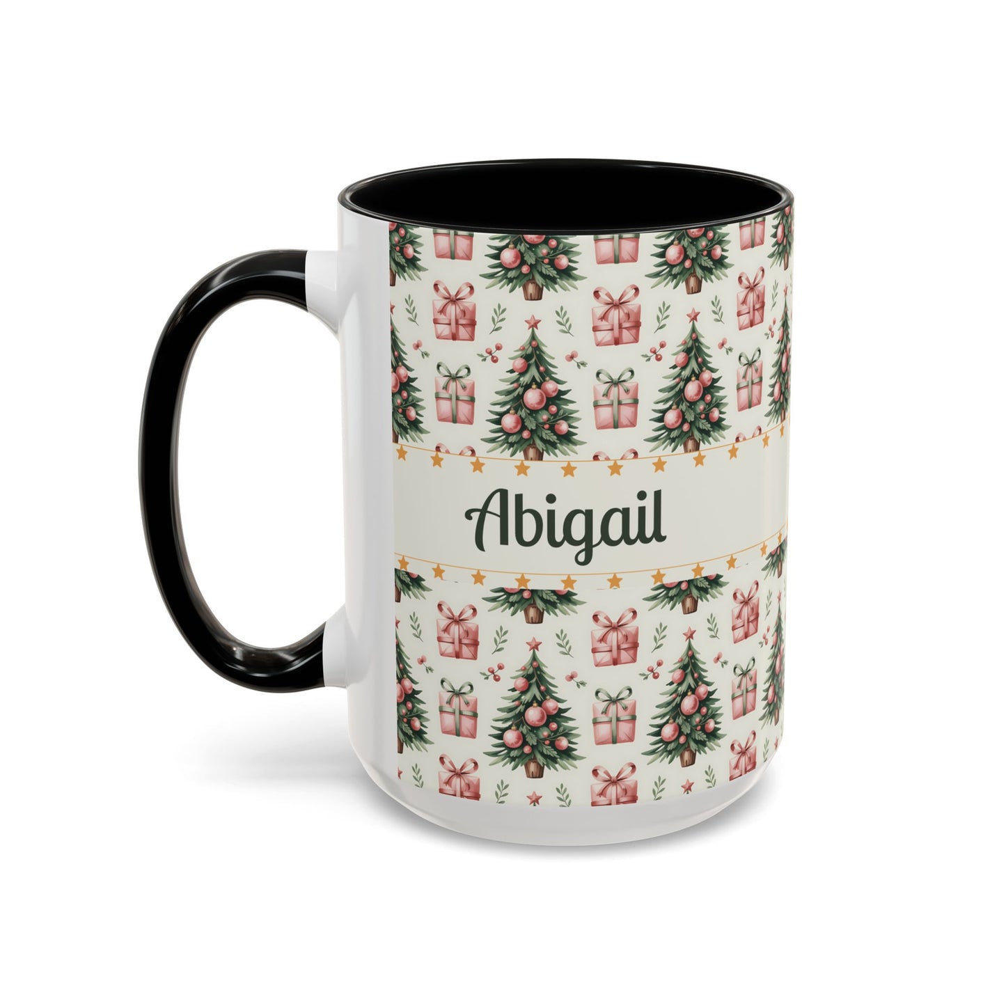 Personalized Christmas Accent Coffee Mug - Holiday Gift, Custom Name Mug, Festive Drinkware, Winter Celebrations, Home Decor