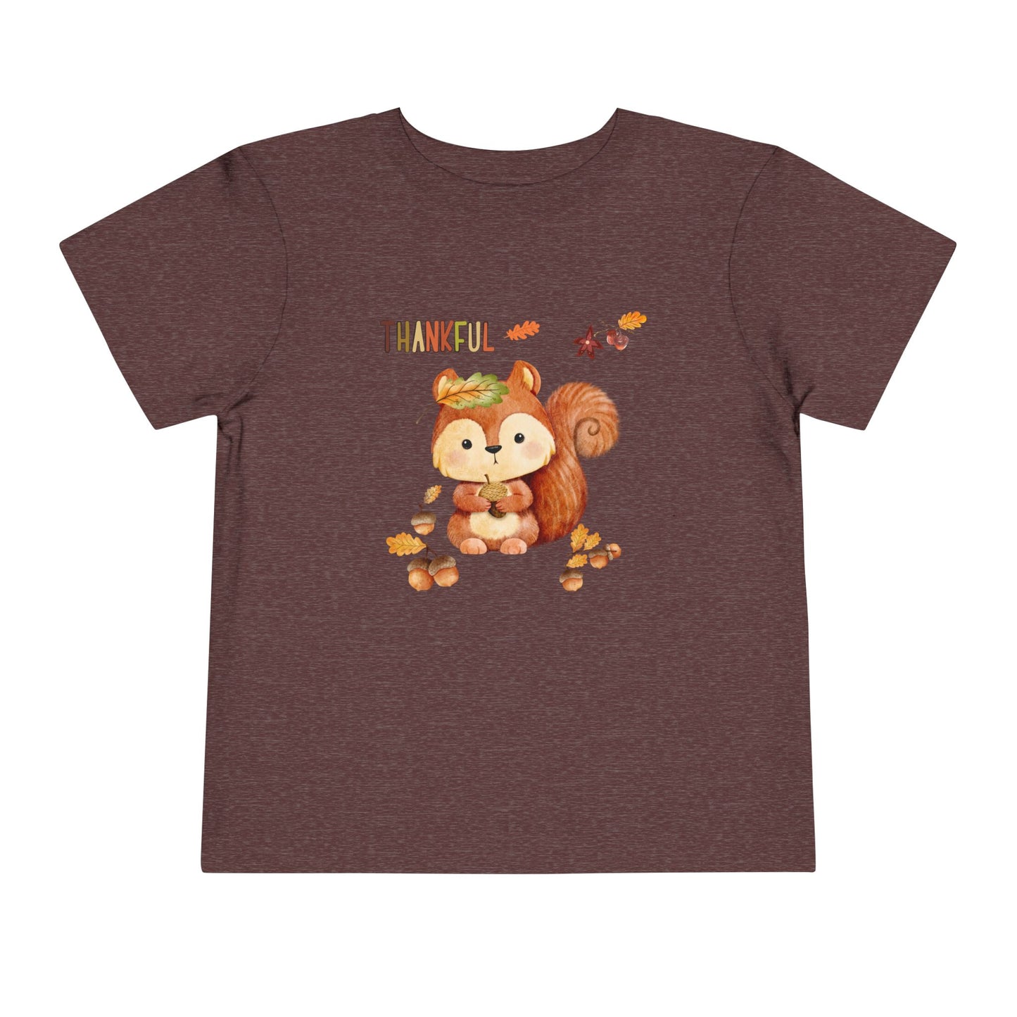 Toddler Short Sleeve Tee - Thankful Squirrel Design, Kids Fall T-Shirt, Thanksgiving Gift, Cute Toddler Apparel, Autumn Outfit